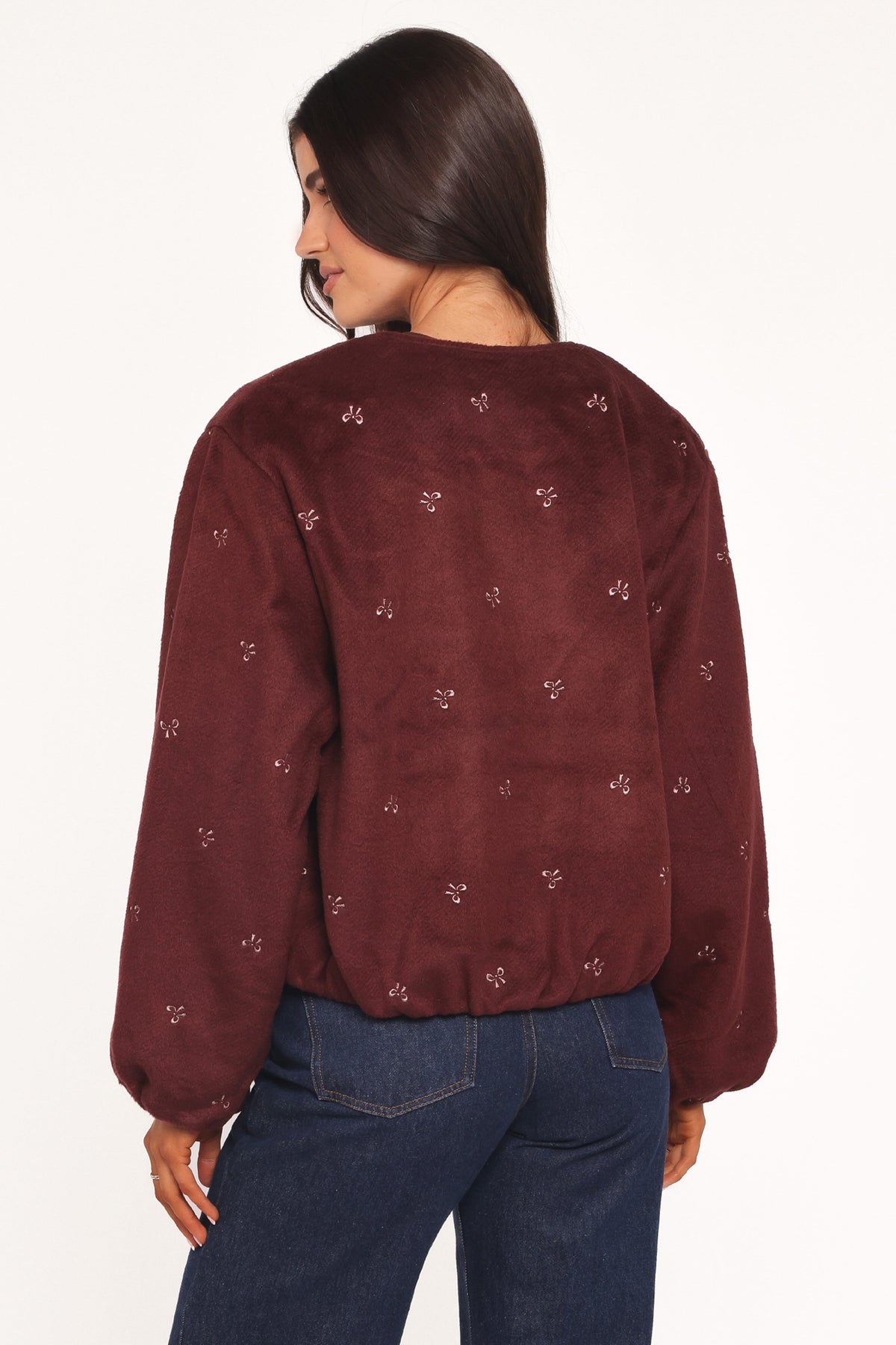 Marla Cropped Bomber in Cherry – view 4 of 7