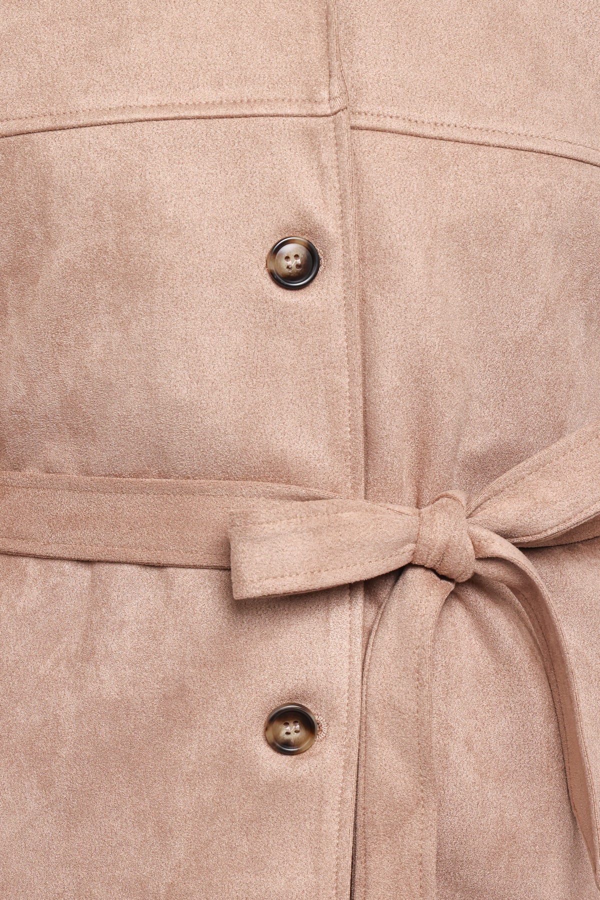 Nelly Faux Suede Cropped Trench Coat in Mushroom – view 8 of 8