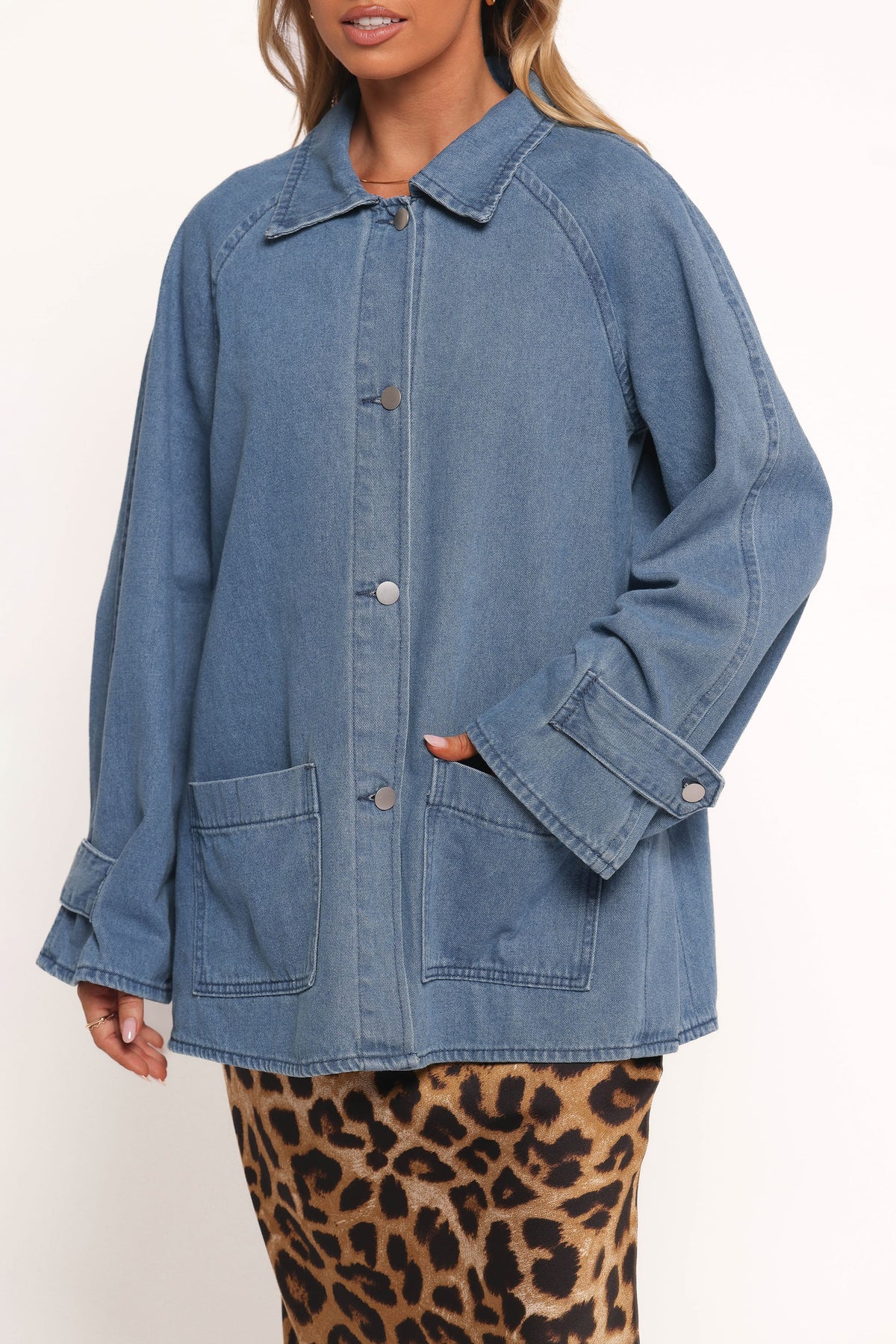 Novan Oversized Shacket in Denim – view 2 of 6