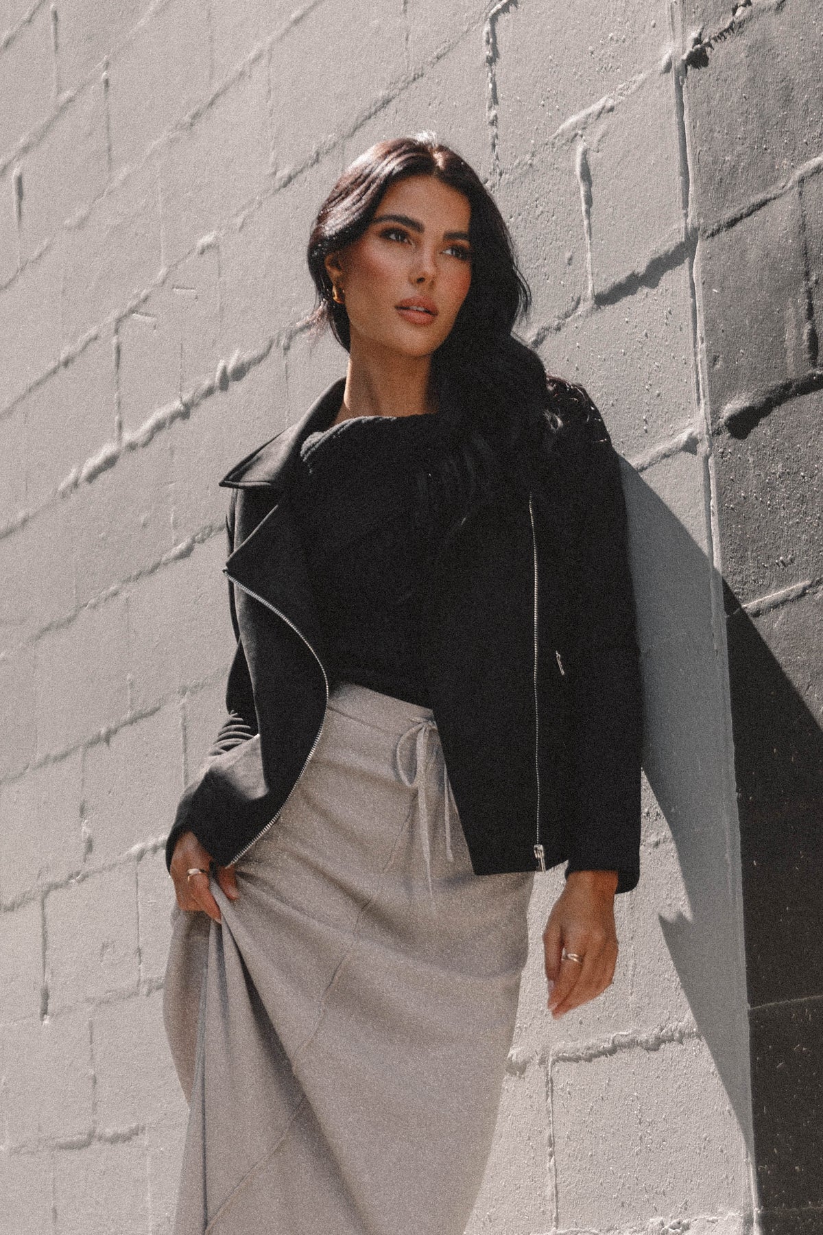 Spencer Faux Suede Moto Jacket in Black – view 1 of 11