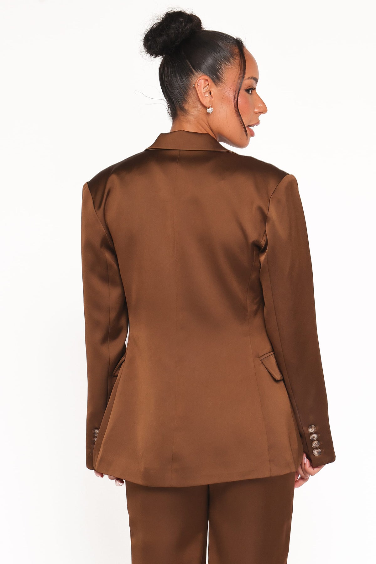 Trina Satin Blazer in Brown – view 5 of 8