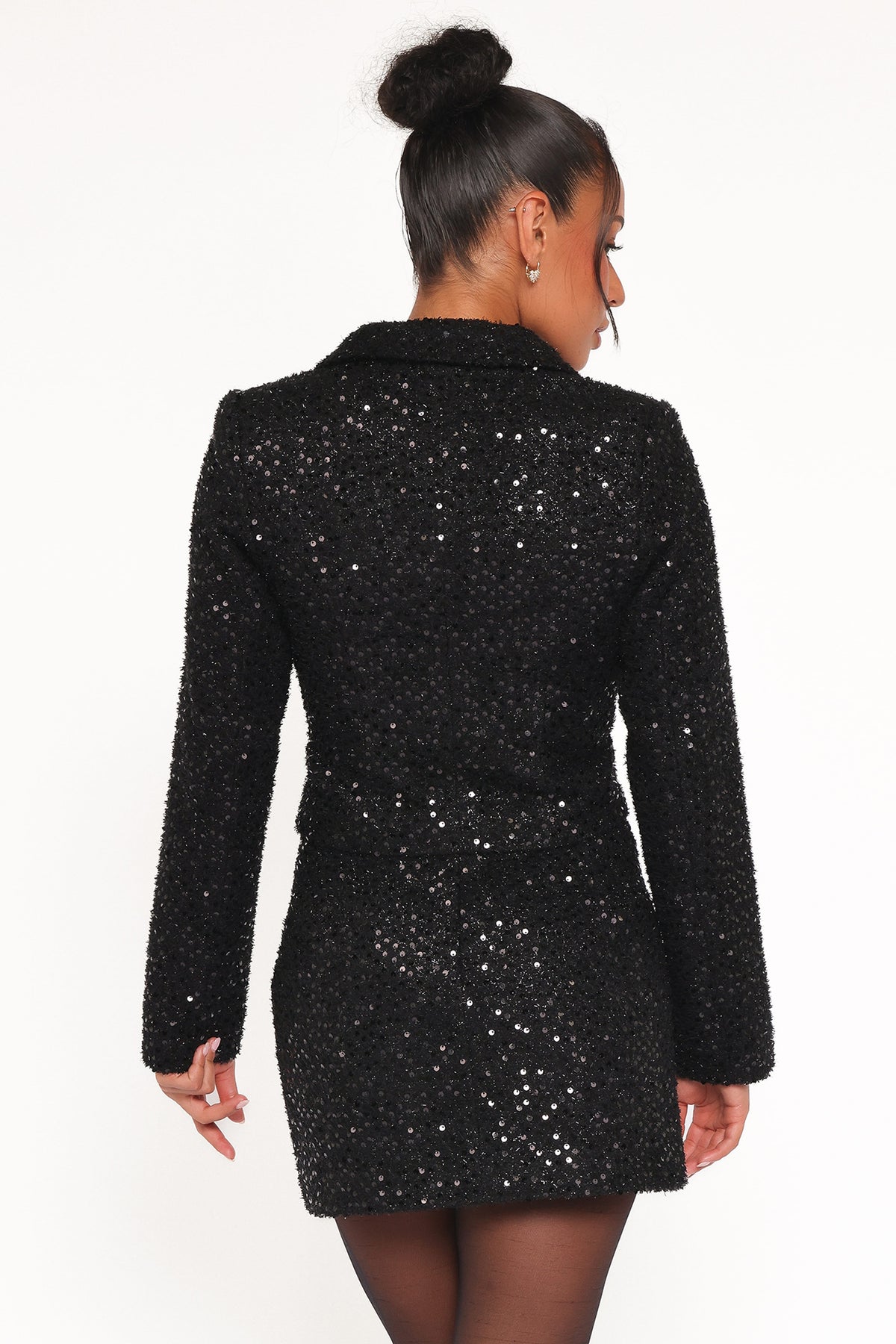 Valentina Cropped Blazer in Black Sequin – view 4 of 6