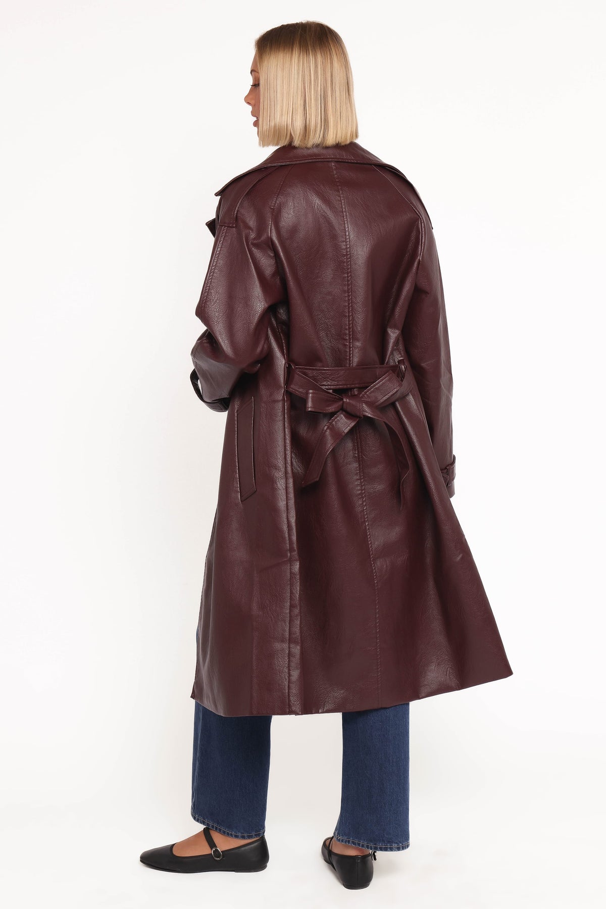 Vita Faux Leather Jacket in Burgundy – view 3 of 6
