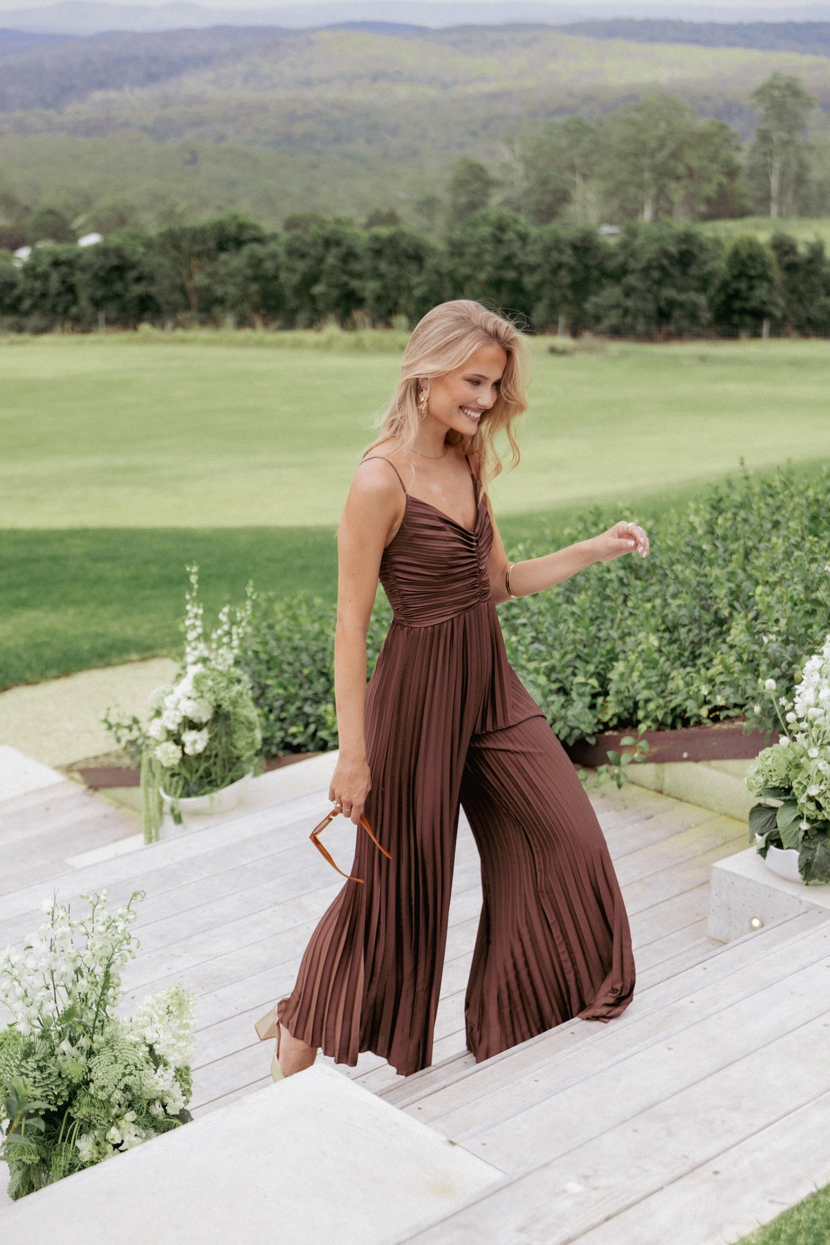 Angelique Pleated Jumpsuit in Chocolate Brown – view 7 of 7