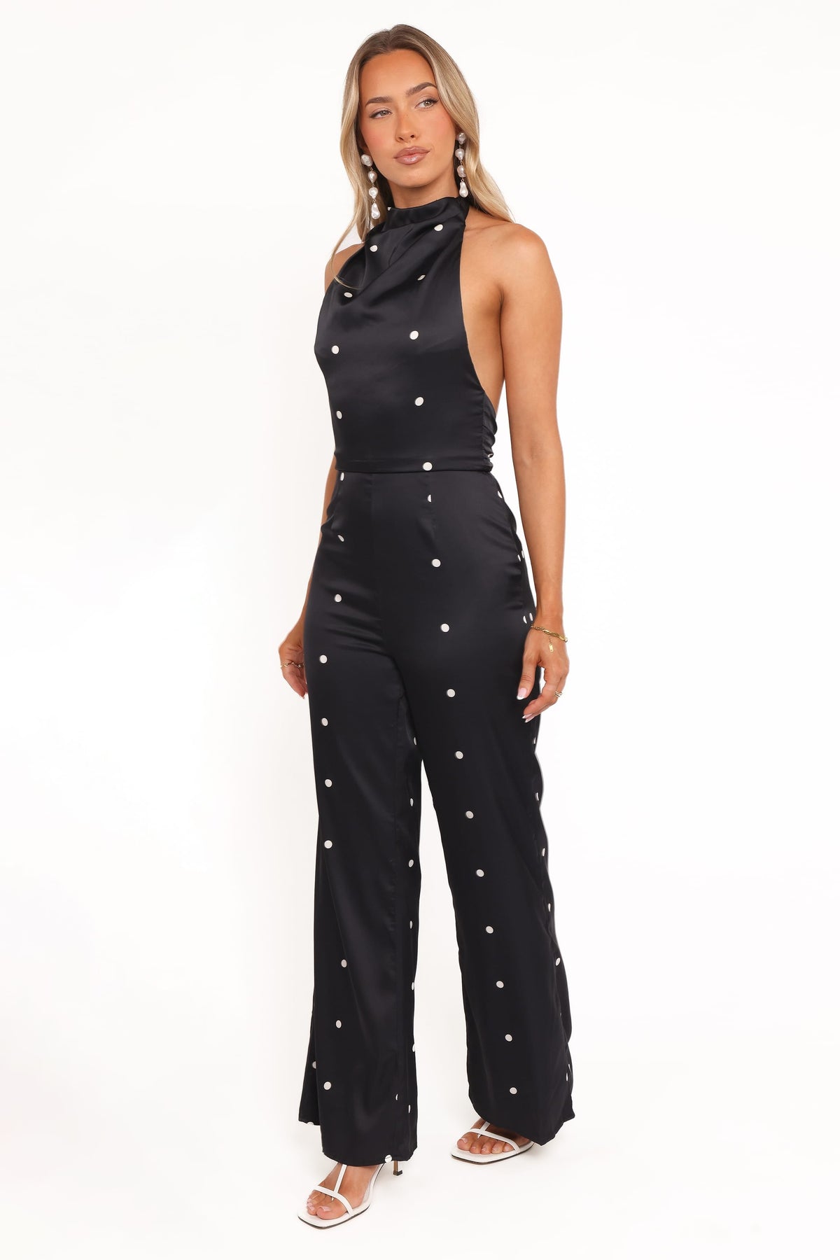 Bentley Halterneck Jumpsuit in Black Polka Dot – view 4 of 7