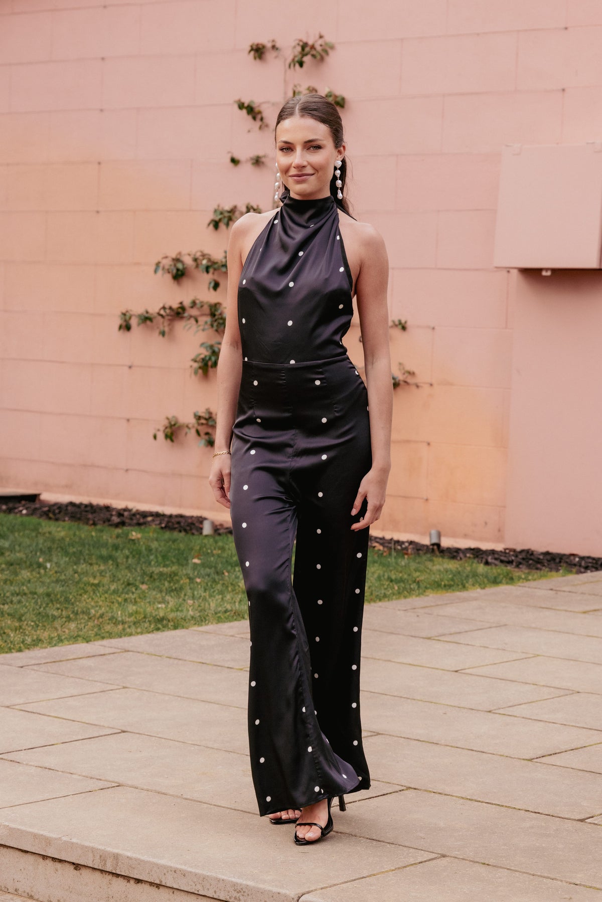 Bentley Halterneck Jumpsuit in Black Polka Dot – view 7 of 7