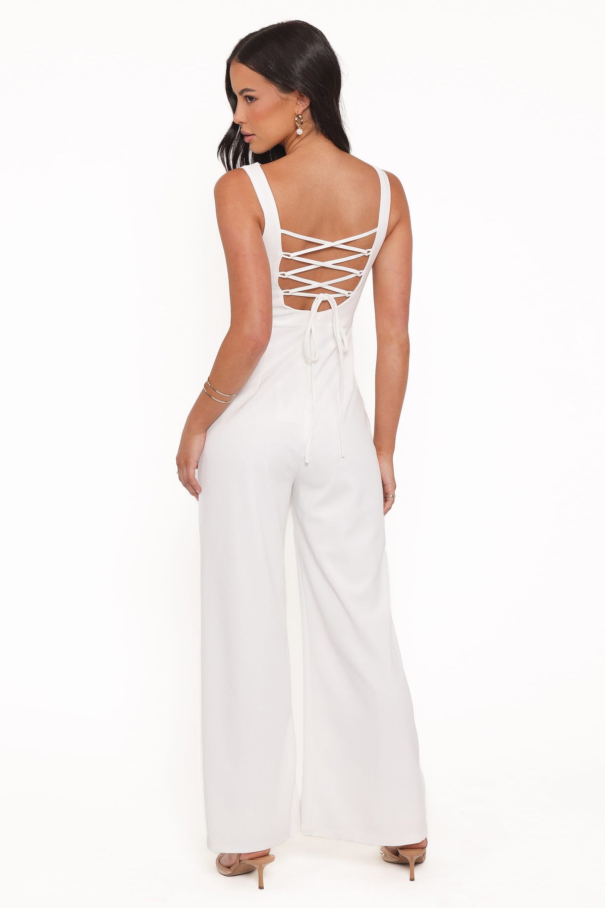 Brenda Lace Back Jumpsuit in White – view 4 of 6