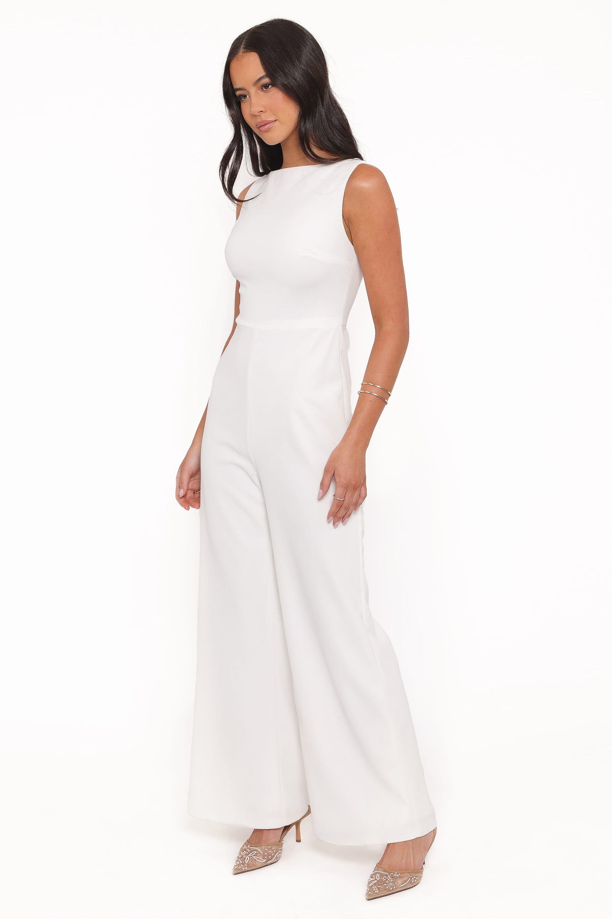 Brenda Lace Back Jumpsuit in White – view 3 of 6