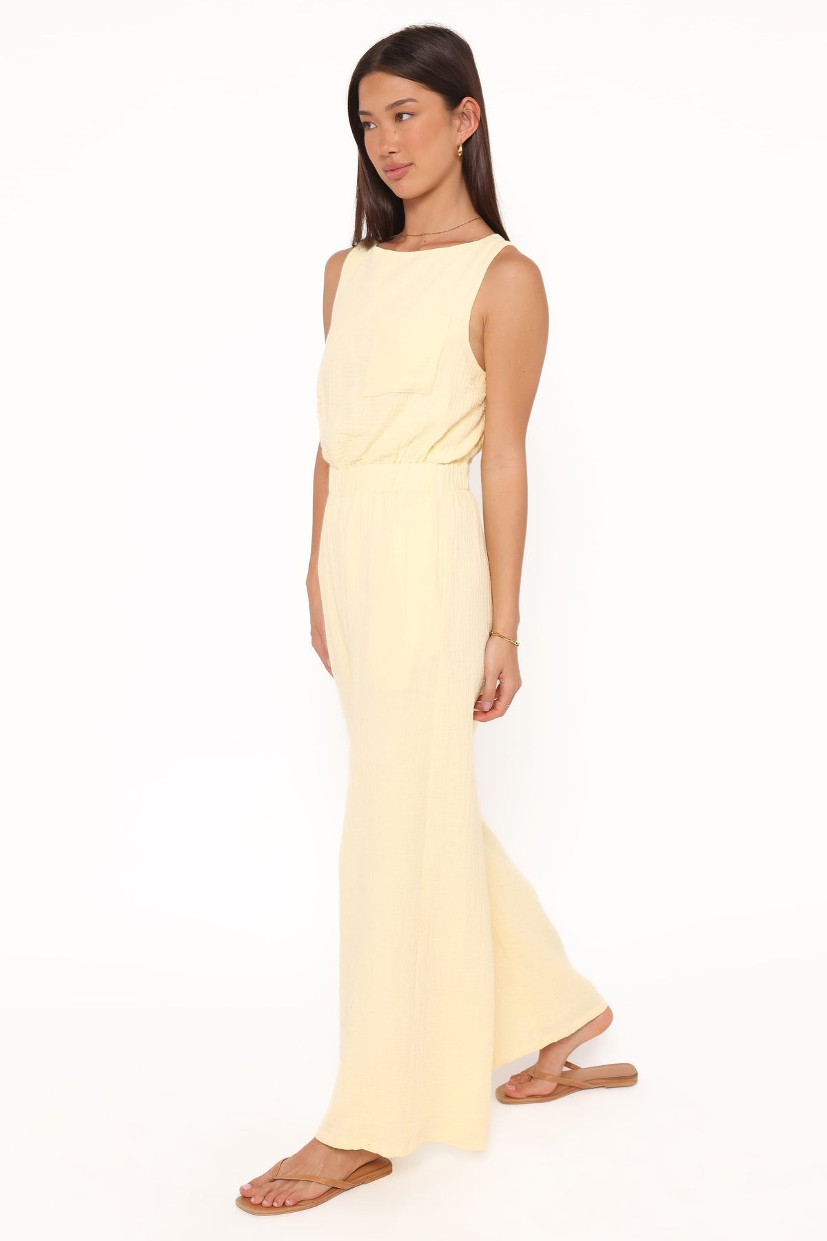 Brenna Cotton Jumpsuit in Baby Yellow – view 3 of 6