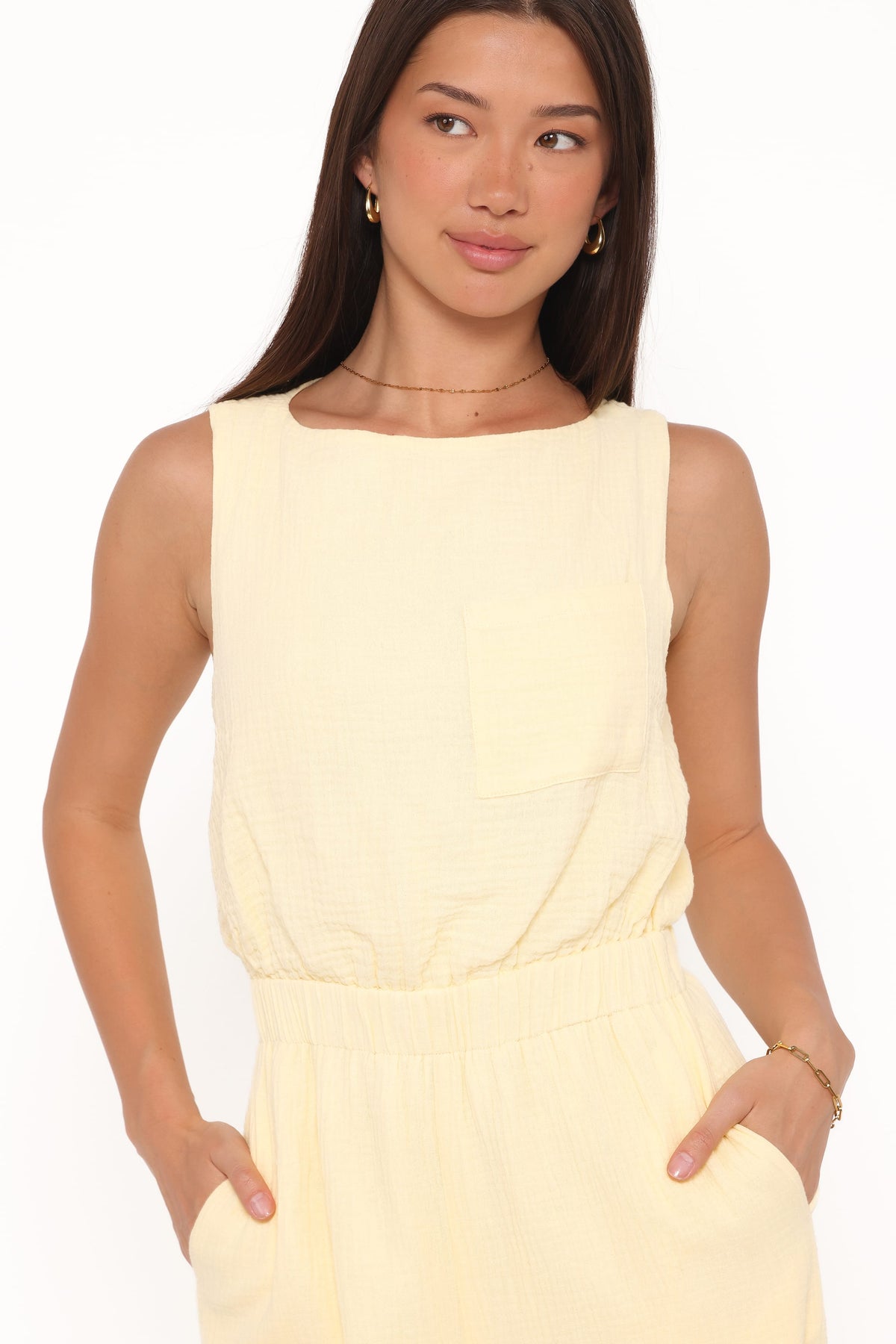 Brenna Cotton Jumpsuit in Baby Yellow – view 2 of 6
