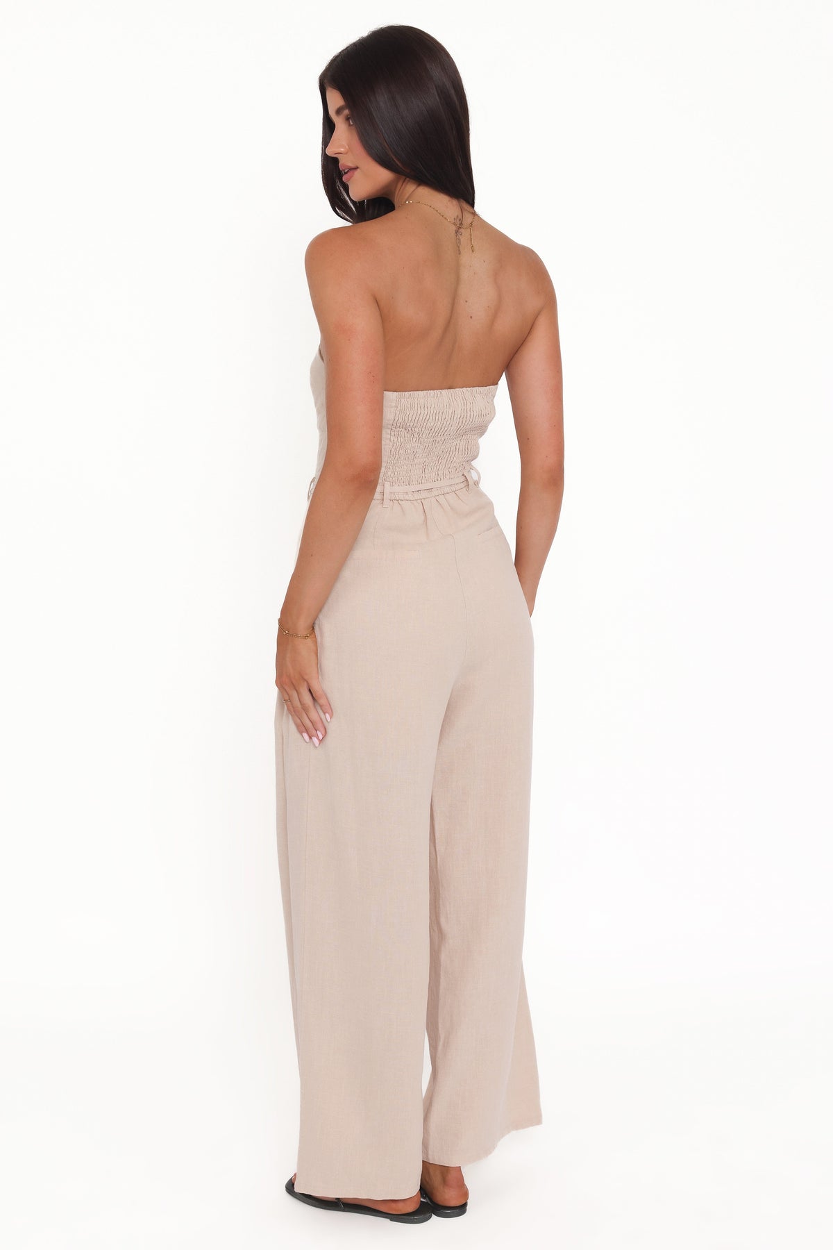 Calliope Tie Waist Jumpsuit in Wheat – view 4 of 5