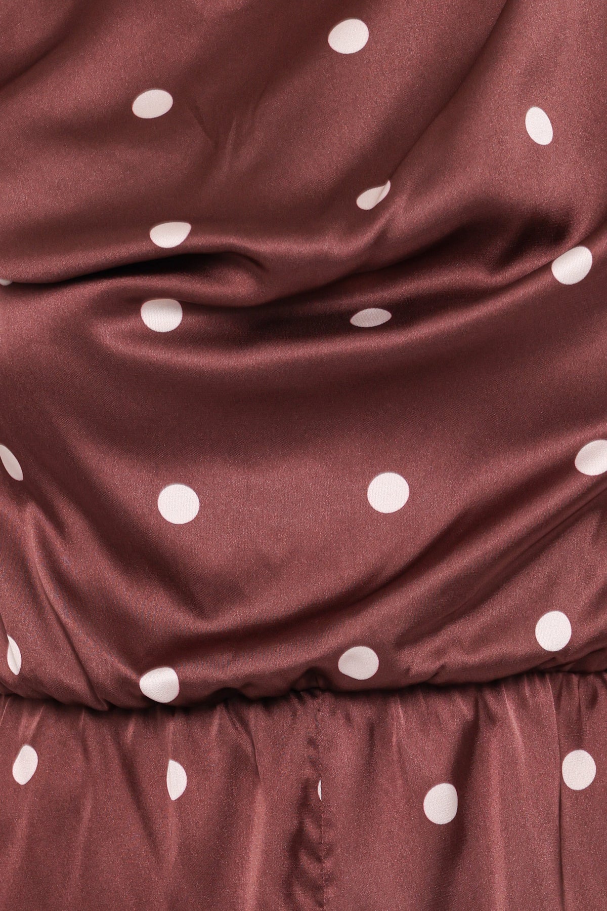 Cassidy One Shoulder Romper in Brown Polka Dot – view 6 of 6