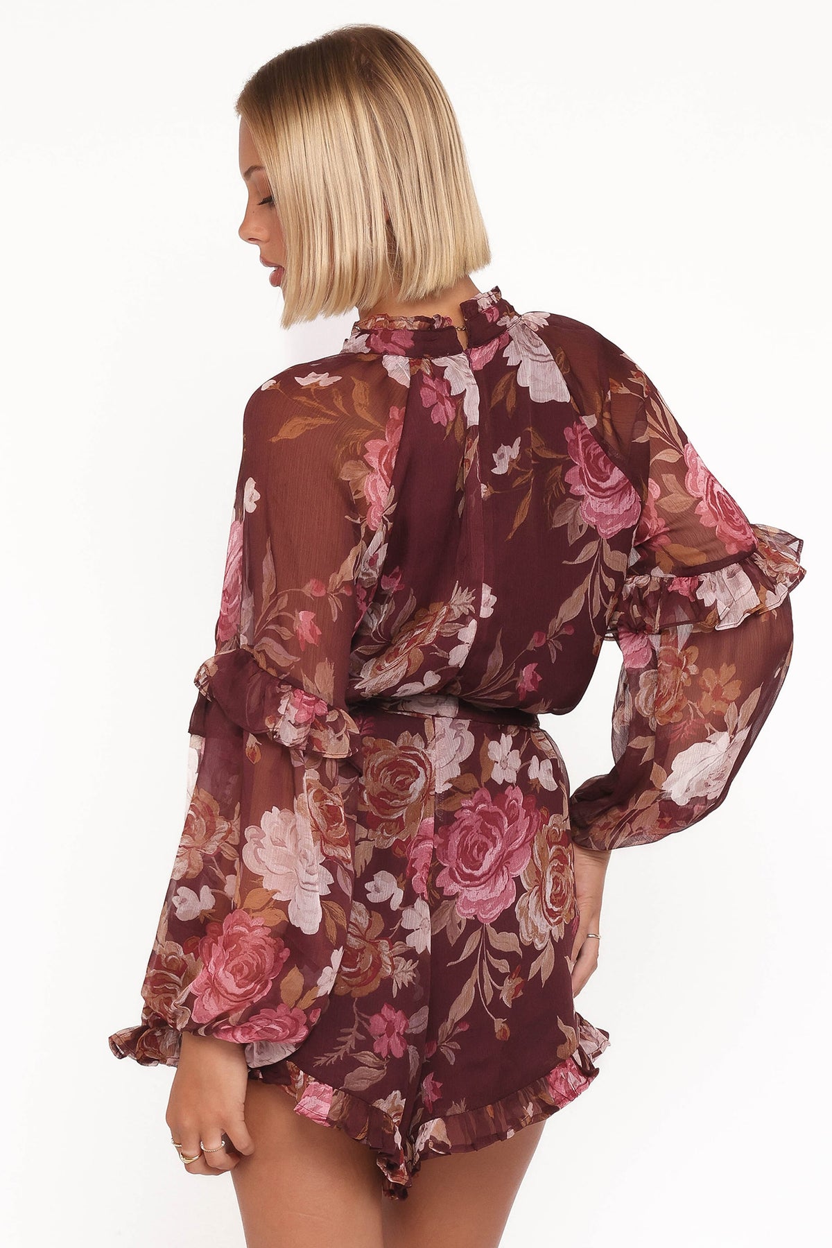 Delaney Long Sleeve Romper in Brandy Bloom – view 4 of 6