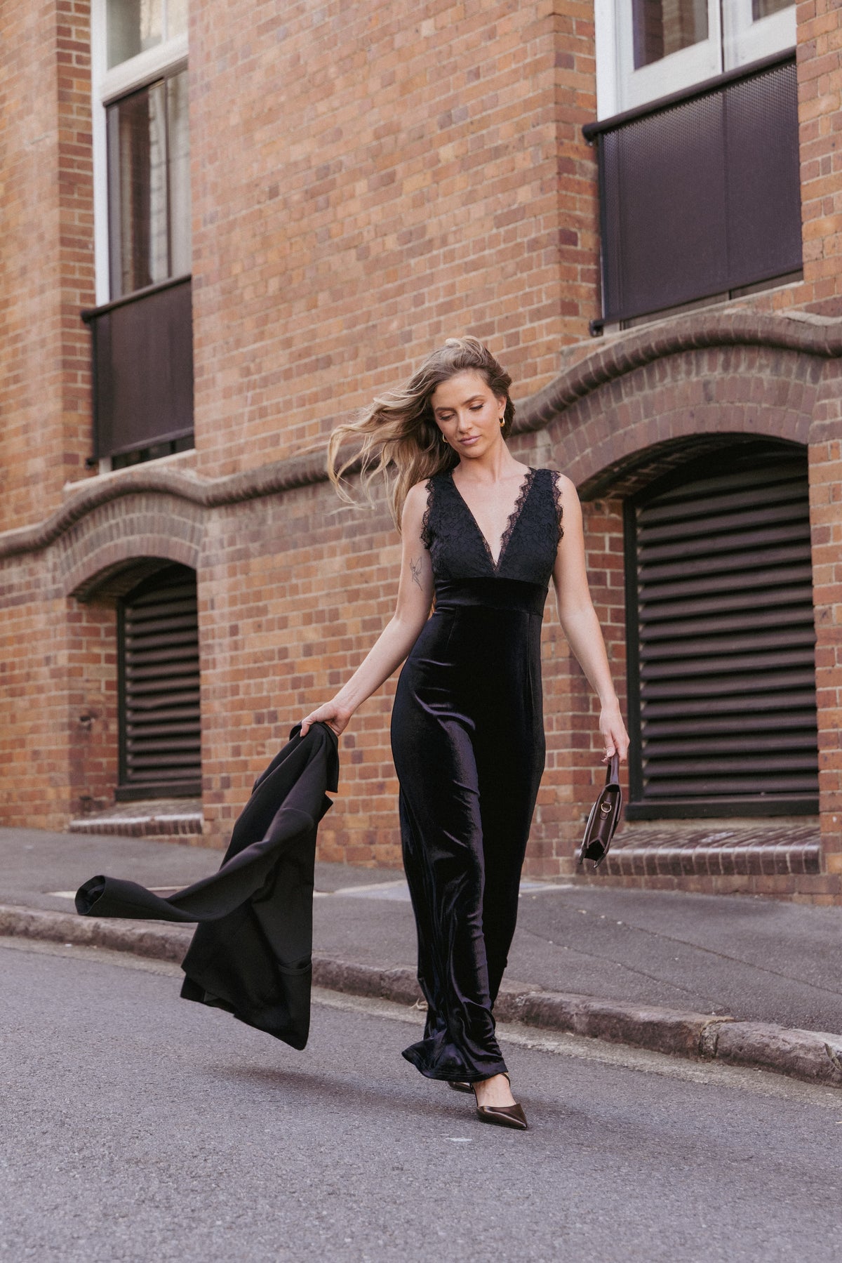Eloise Jumpsuit in Black Velvet – view 1 of 7