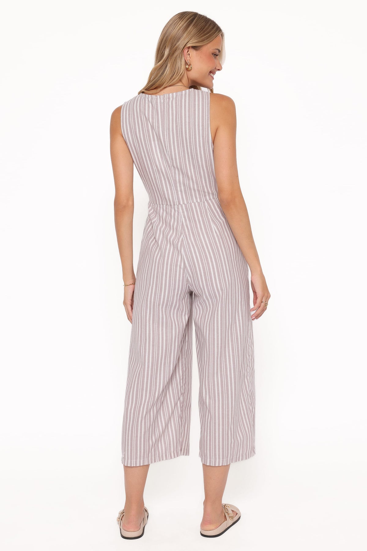 Ester Jumpsuit in Beige/White Stripe – view 4 of 6