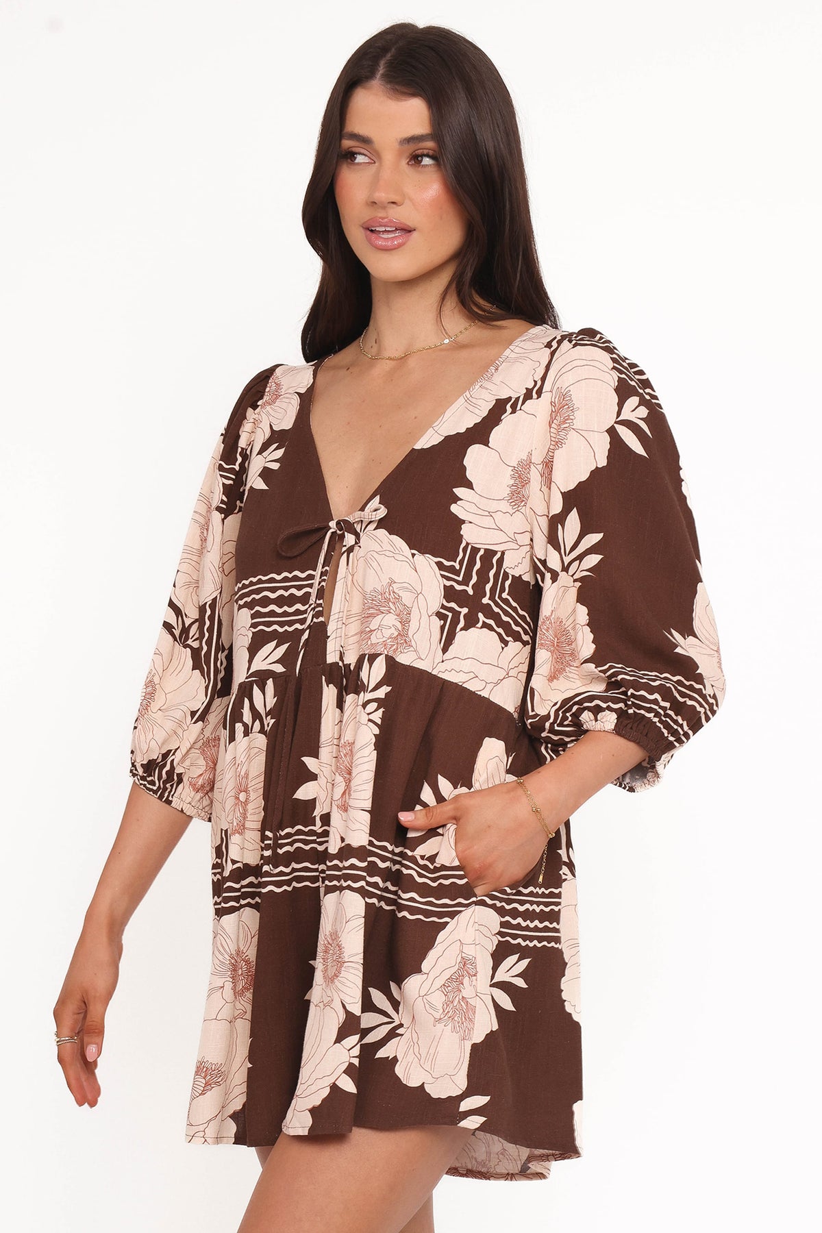 Henley Romper in Brown Floral – view 4 of 7