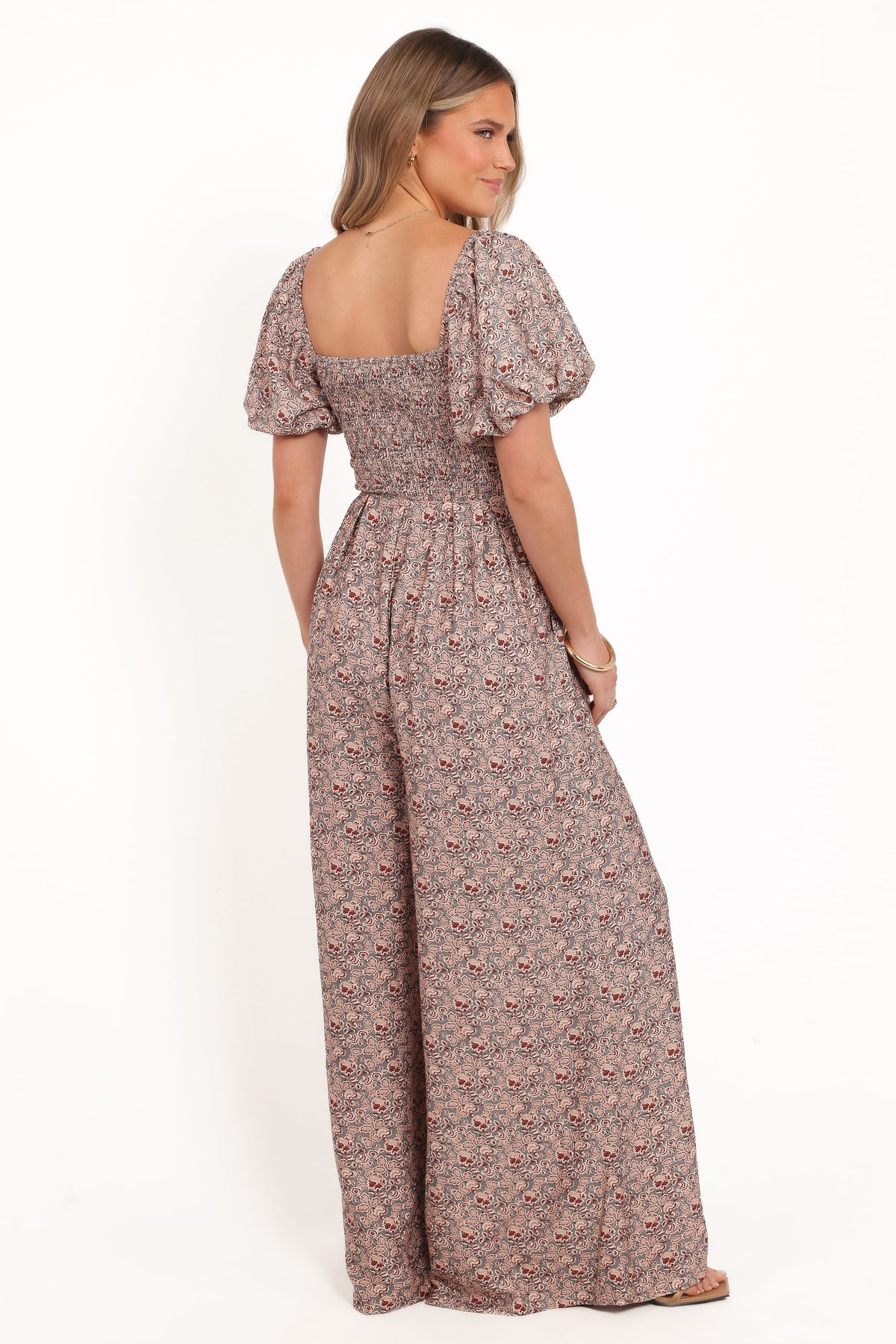 Jayda Puff Sleeve Jumpsuit in Grey Floral – view 5 of 8