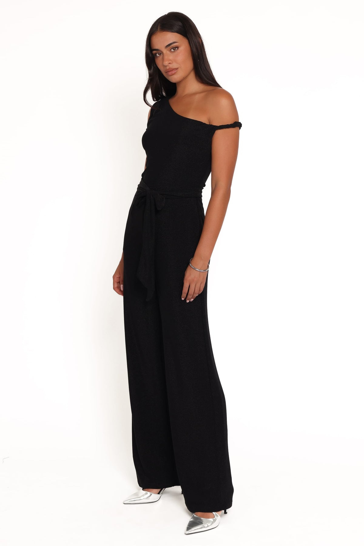 Katarina Off Shoulder Jumpsuit in Black – view 3 of 5