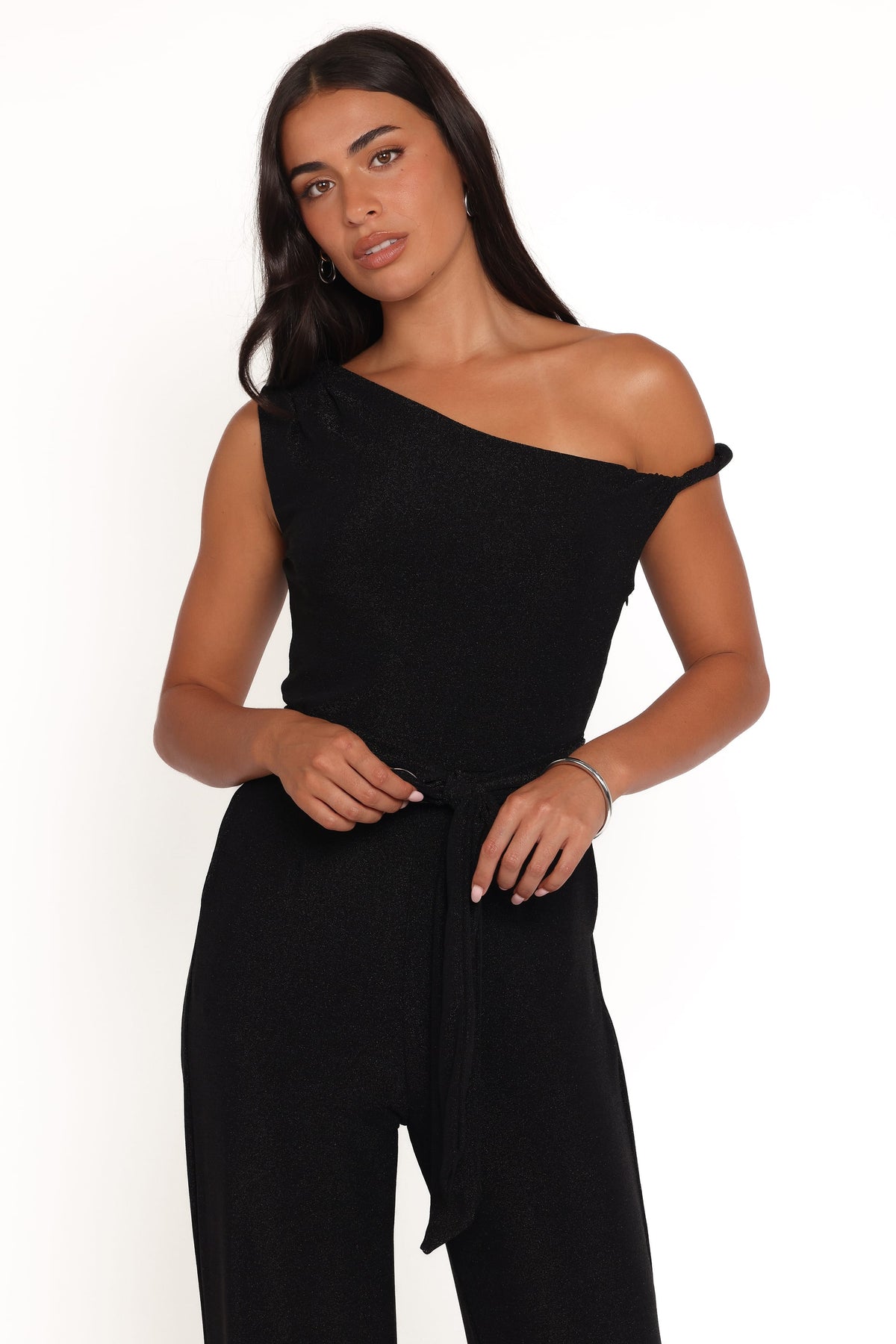 Katarina Off Shoulder Jumpsuit in Black – view 2 of 5
