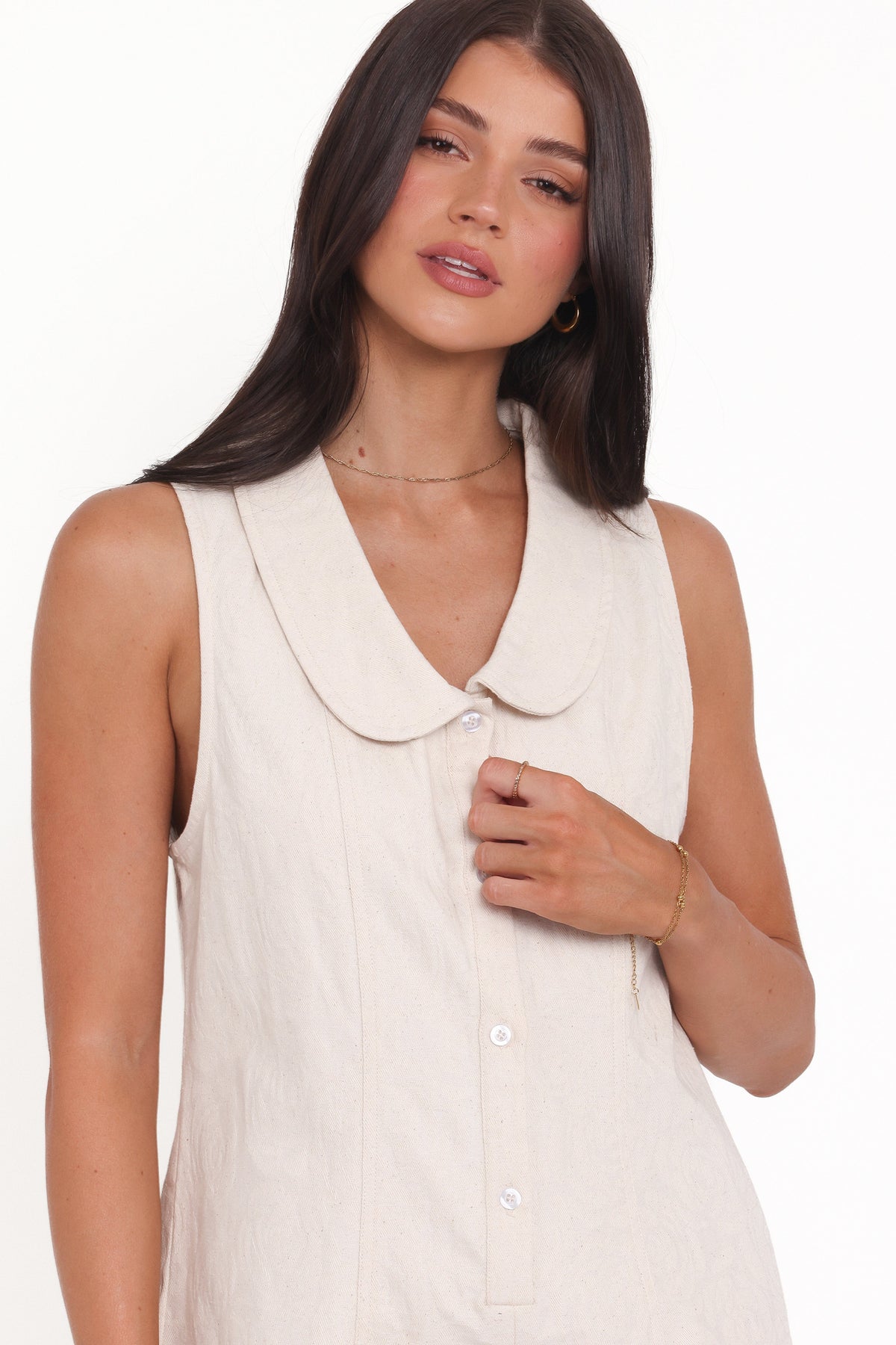 Lavina Collared Romper in Cream – view 2 of 6