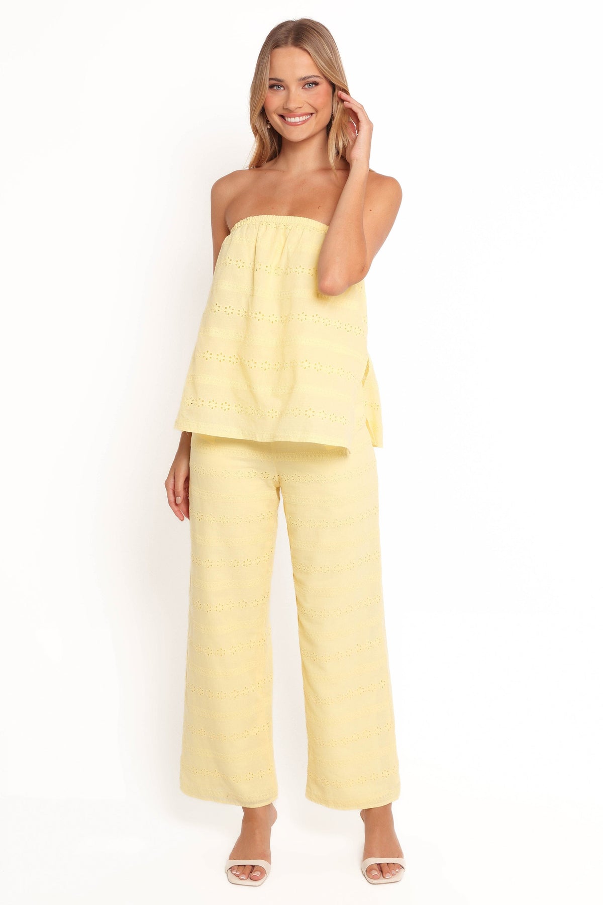 Michele Strapless Jumpsuit in Butter Yellow – view 3 of 9