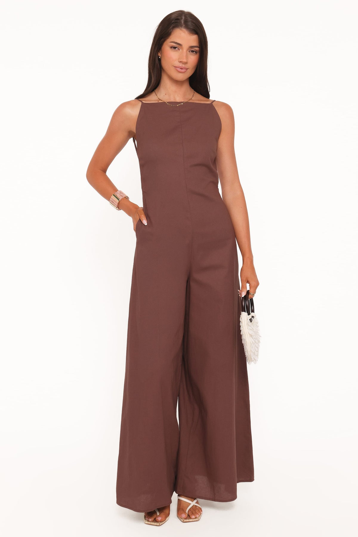Ophilia Open Back Jumpsuit in Dark Brown – view 2 of 8