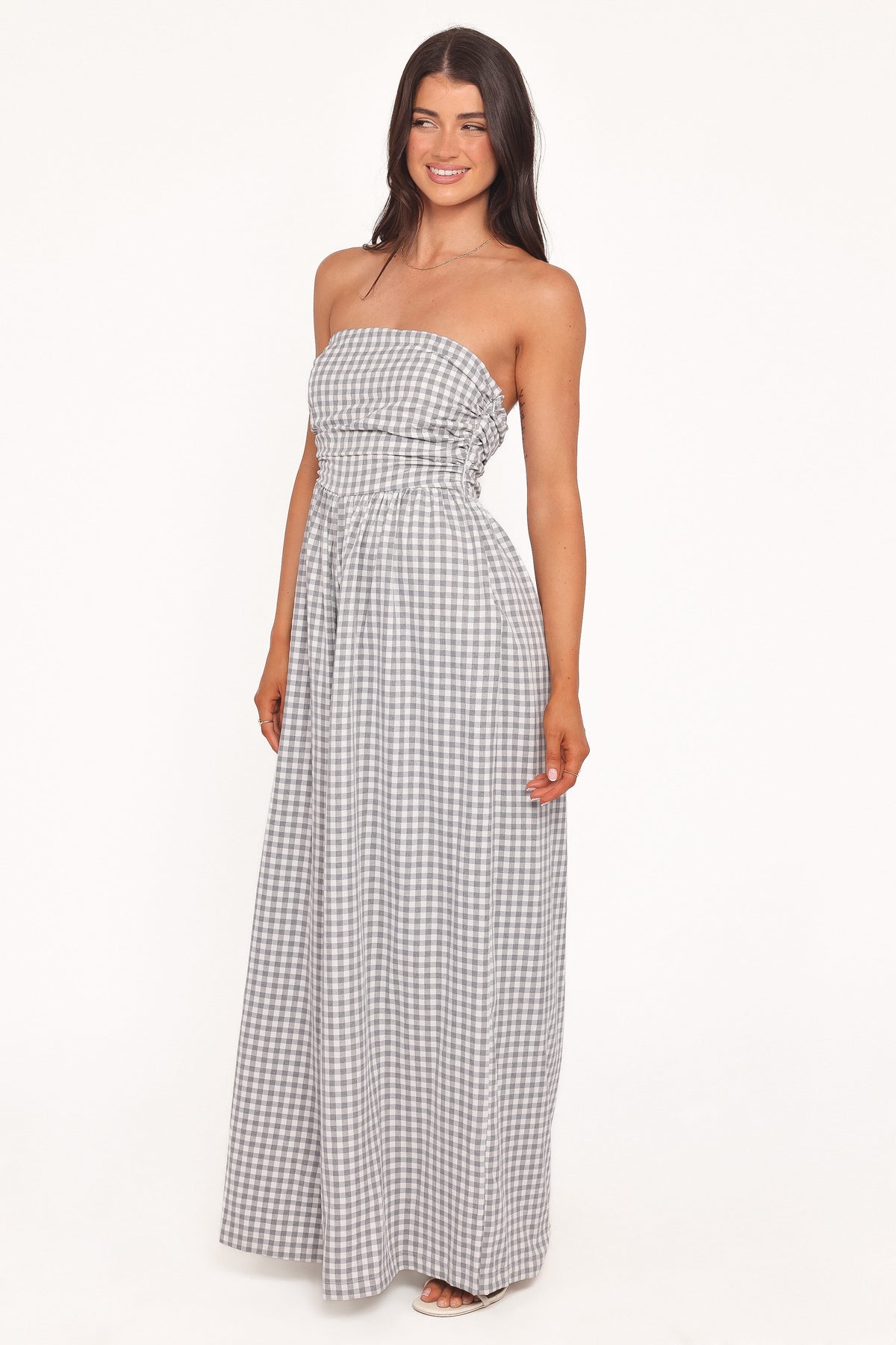 Paige Strapless Jumpsuit in Black White Gingham – view 4 of 8