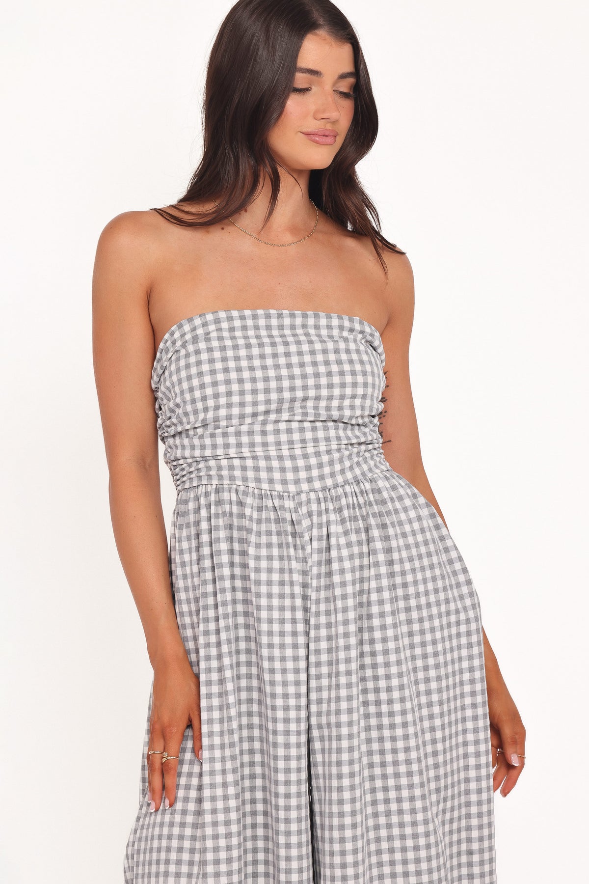 Paige Strapless Jumpsuit in Black White Gingham – view 3 of 8