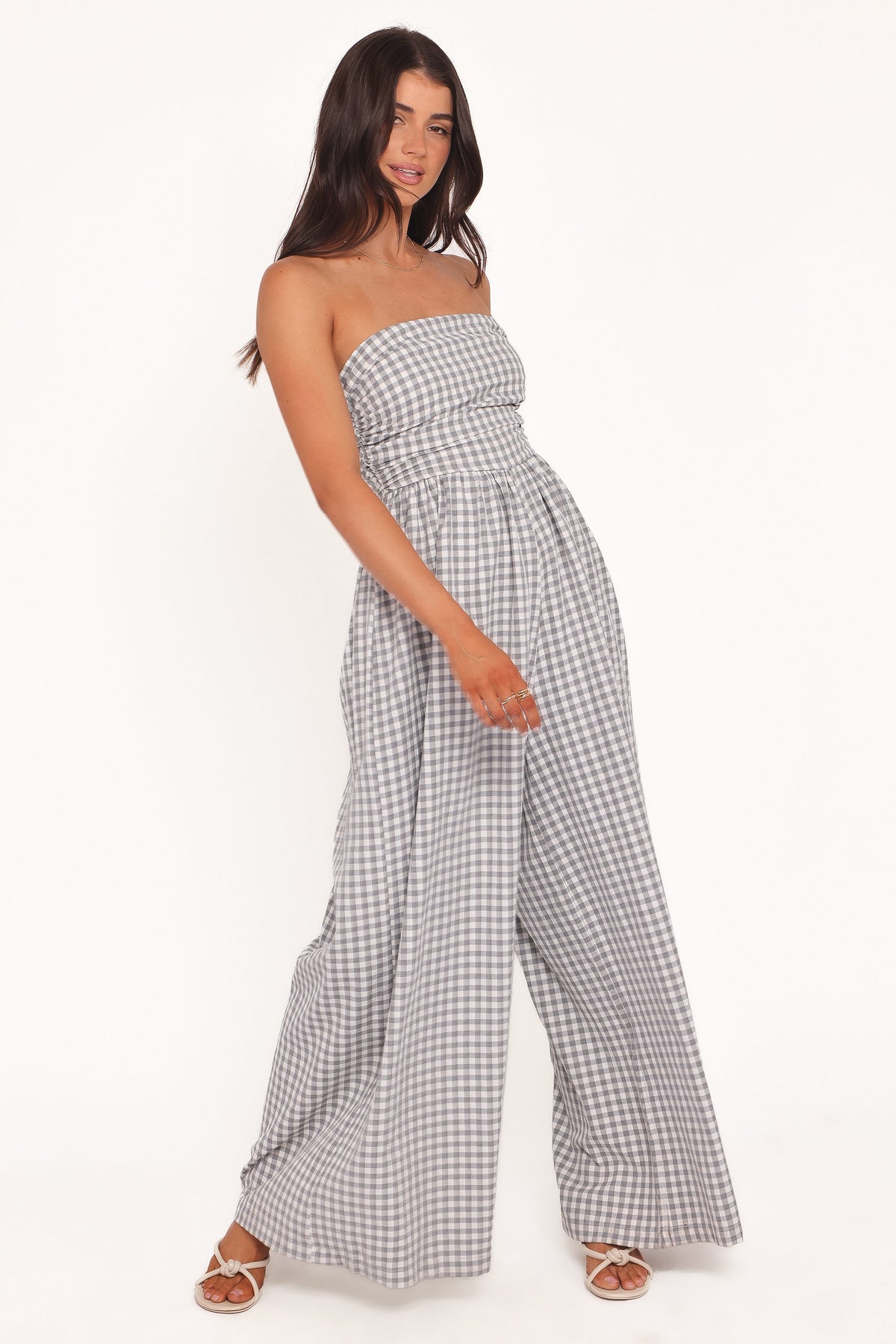 Paige Strapless Jumpsuit in Black White Gingham – view 6 of 8