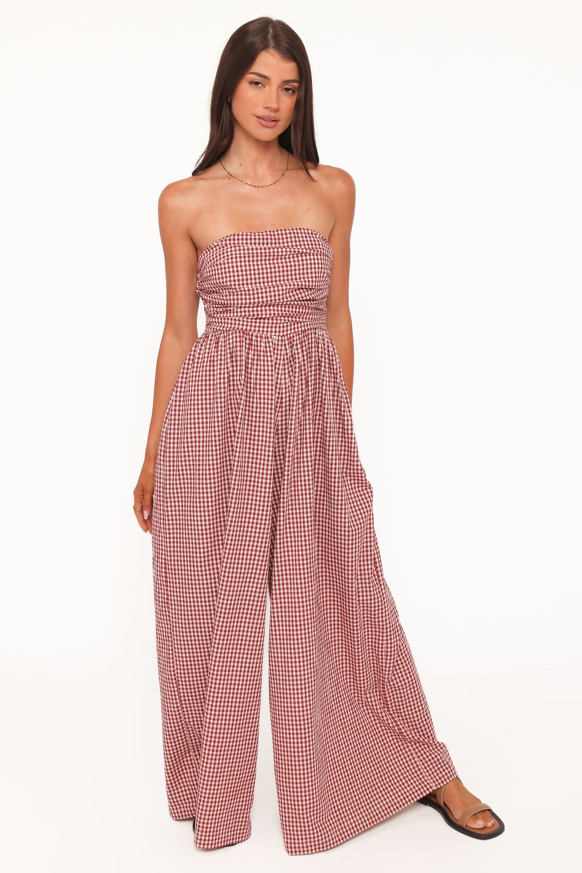 Paige Strapless Jumpsuit in Red Gingham – view 5 of 6