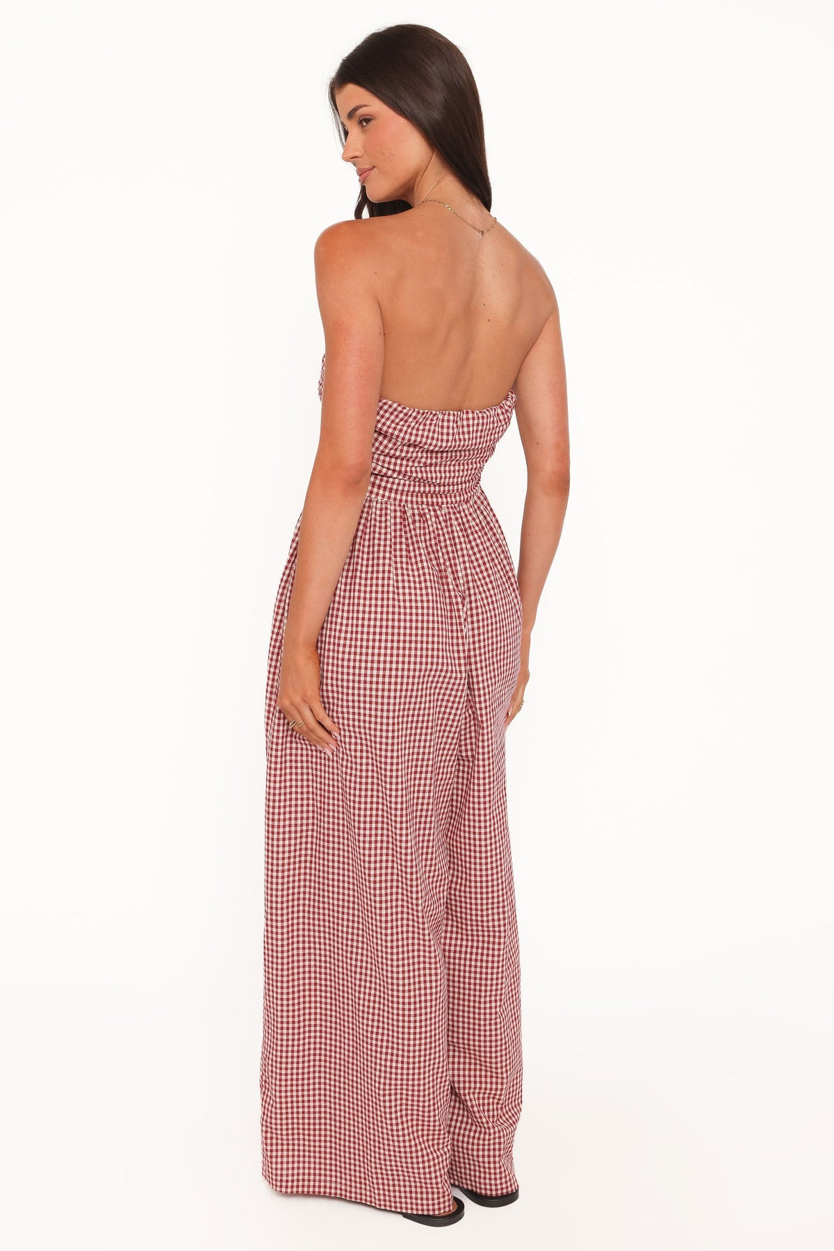 Paige Strapless Jumpsuit in Red Gingham – view 4 of 6