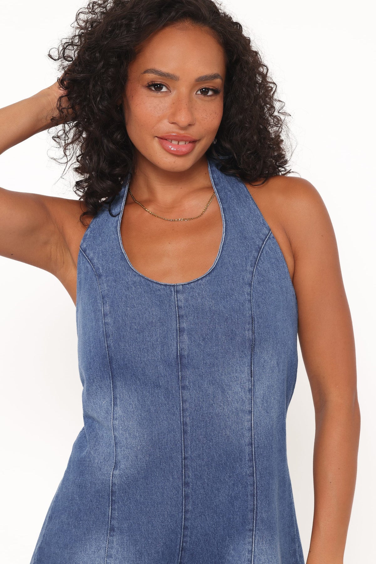 Paityn Denim Romper in Dark Wash – view 7 of 8