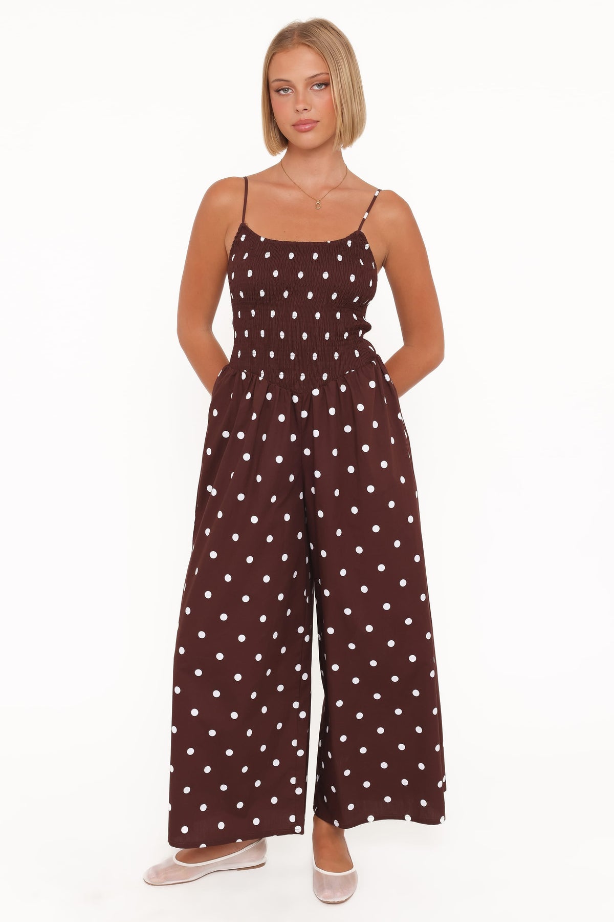 Paloma Jumpsuit in Chocolate Polka Dot – view 5 of 7