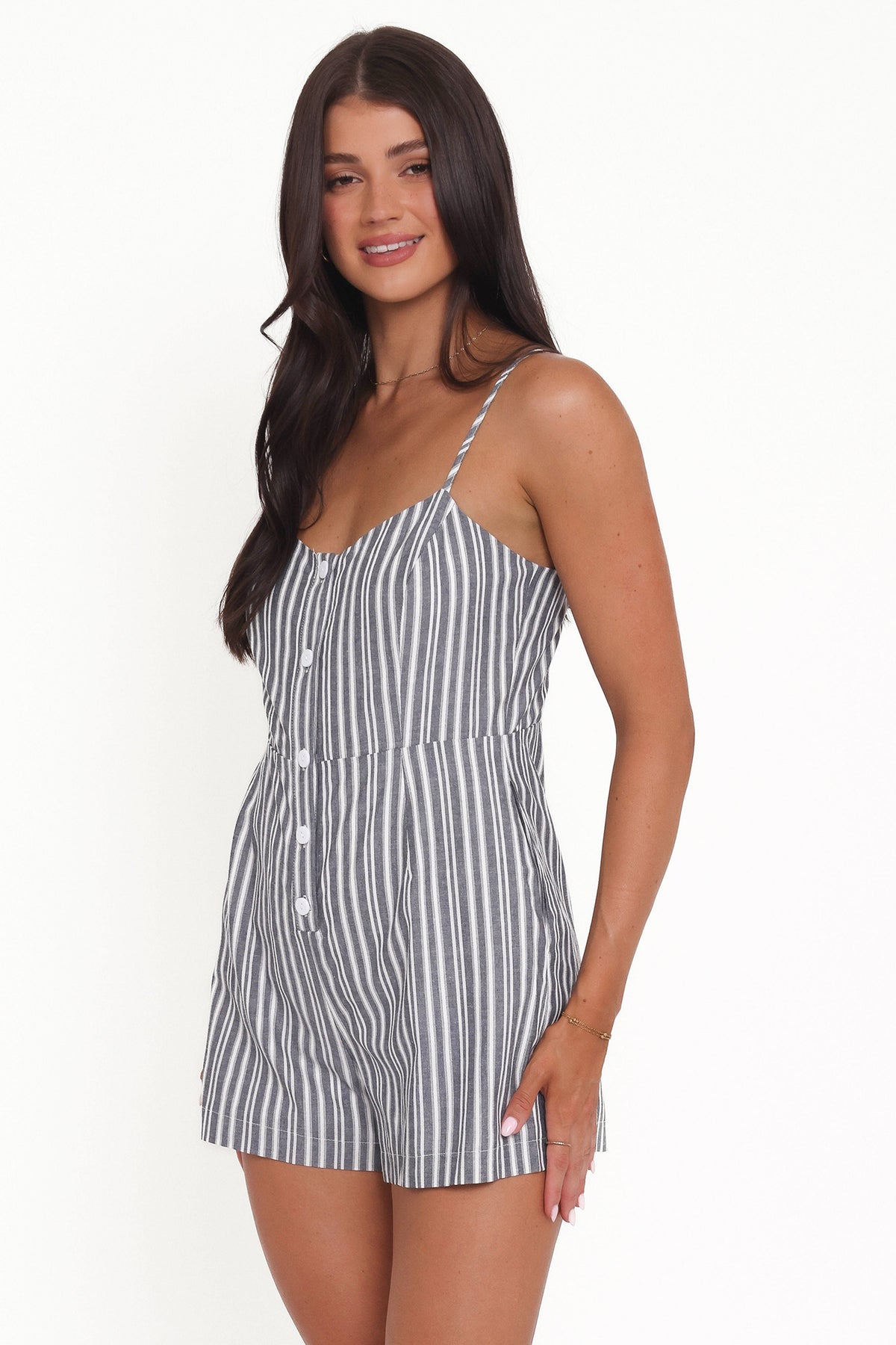 Reesa Romper in Smoke Stripe – view 3 of 6