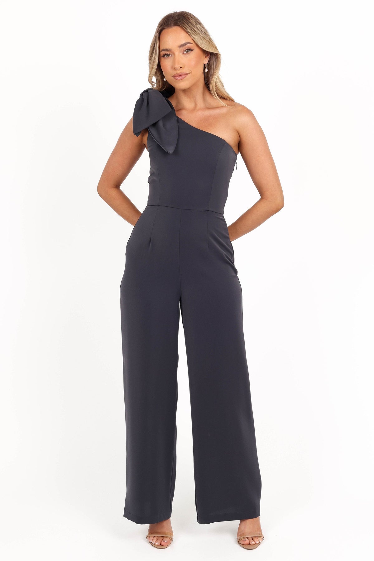 Scarlett One Shoulder Jumpsuit in Steel Grey – view 3 of 8