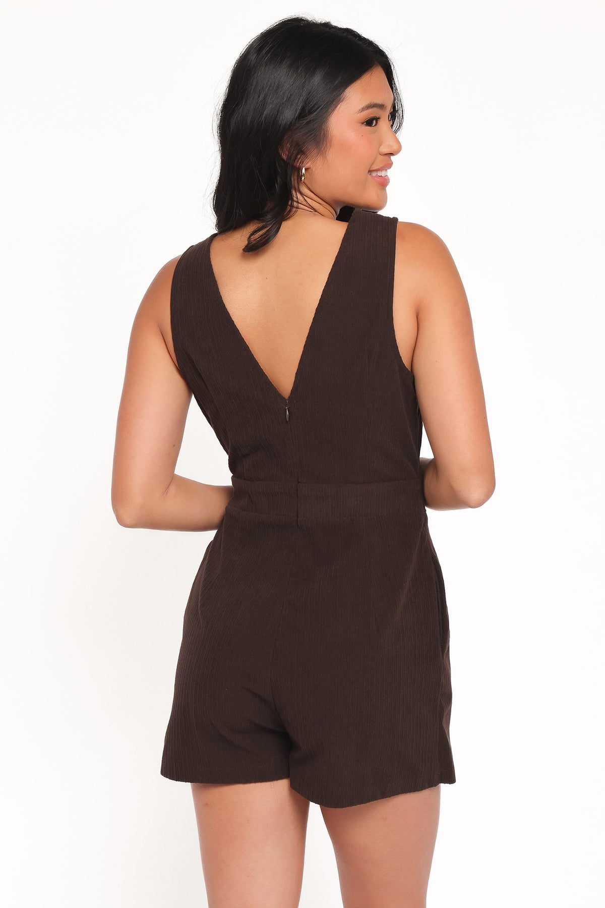 Vesper Corduroy Romper in Chocolate – view 4 of 7