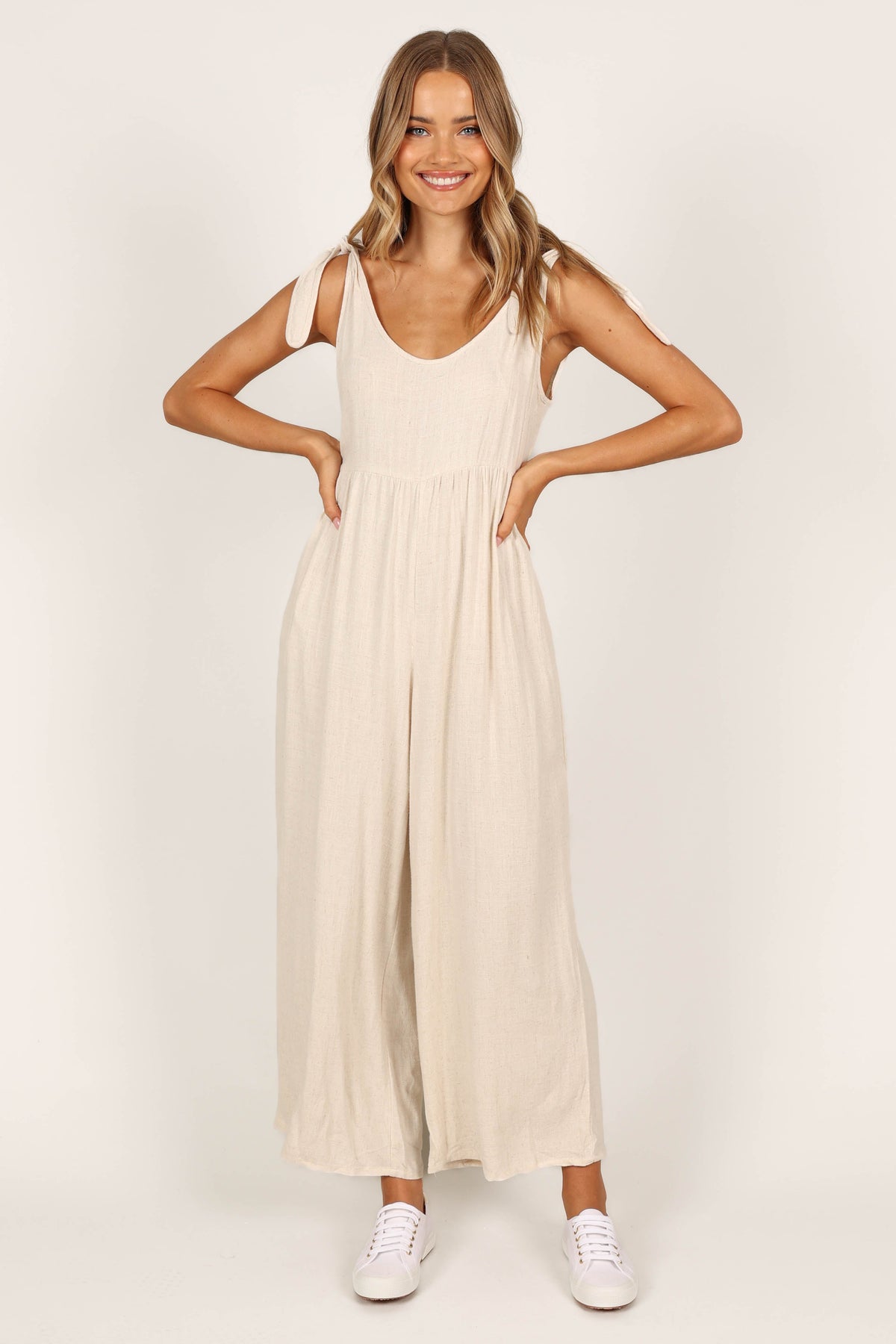 Ayla Linen Jumpsuit in Oatmeal – view 2 of 7