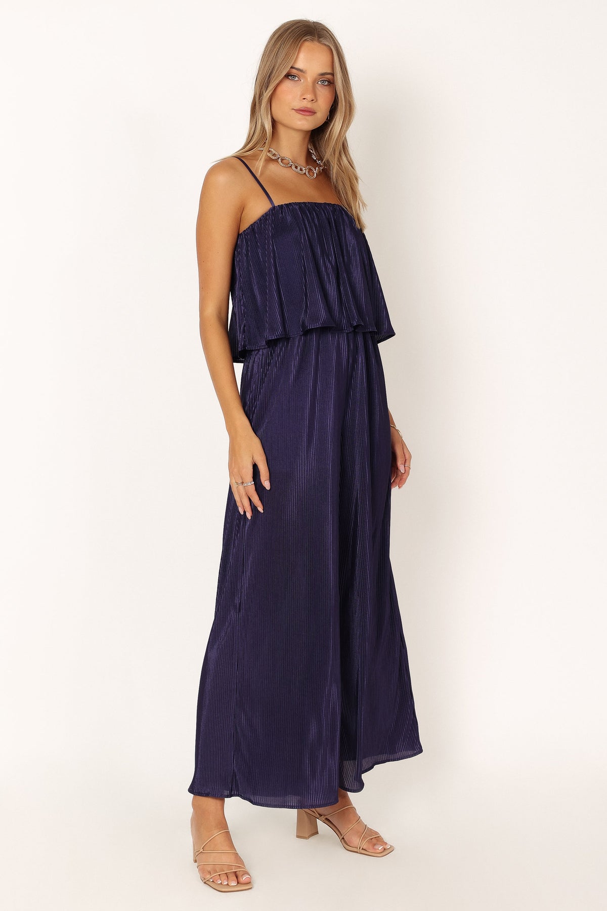 Jillian Plisse Jumpsuit in Navy – view 3 of 7