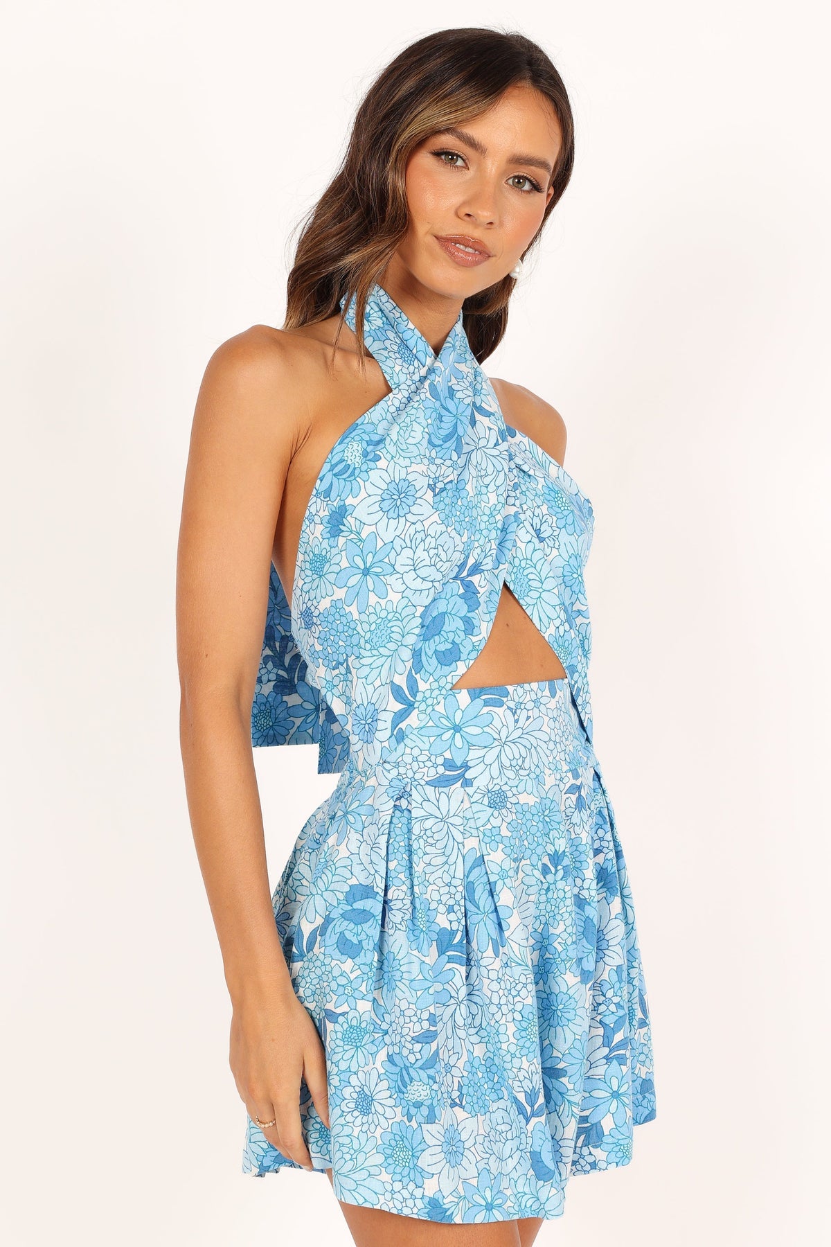 LeLe Halter Romper in Blue Floral – view 8 of 9