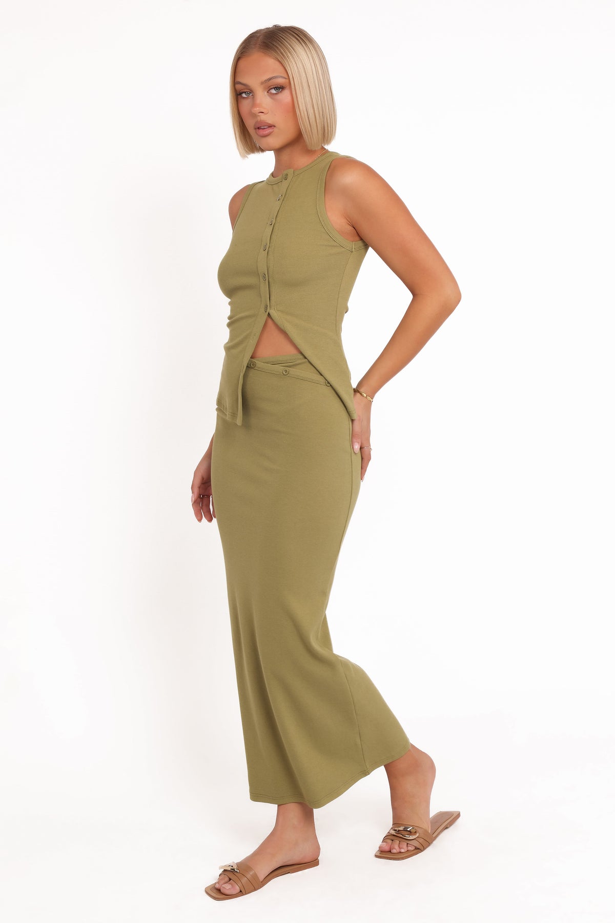 Adeline Two Piece Set in Olive Green – view 3 of 6