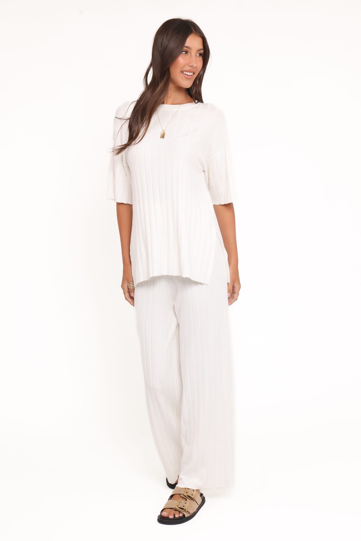 Alix Ribbed Knit Set in Cream – view 1 of 7