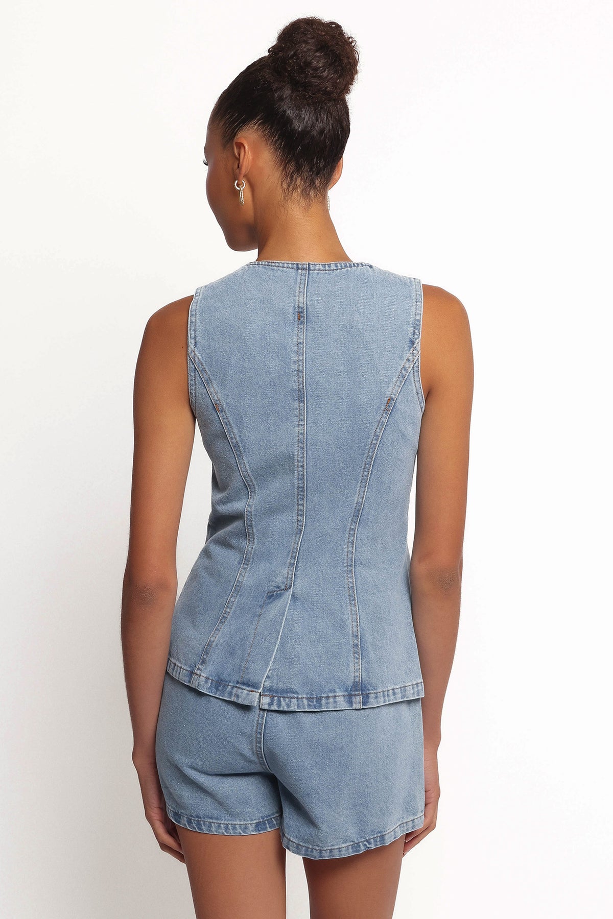 Almana Denim Short Set in Medium Blue – view 4 of 7
