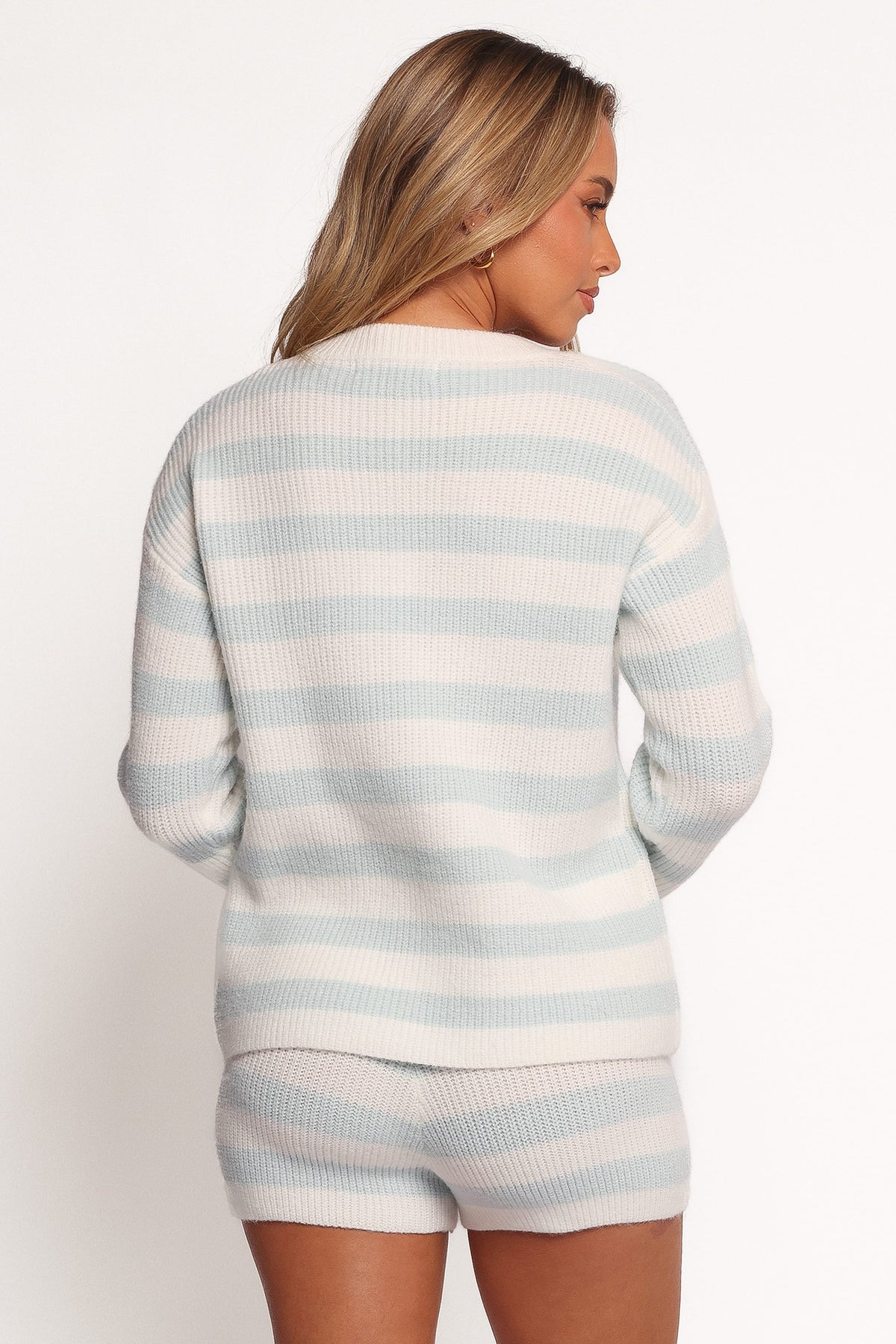 Ciaran Knitted Short Set in Cream Blue – view 3 of 7