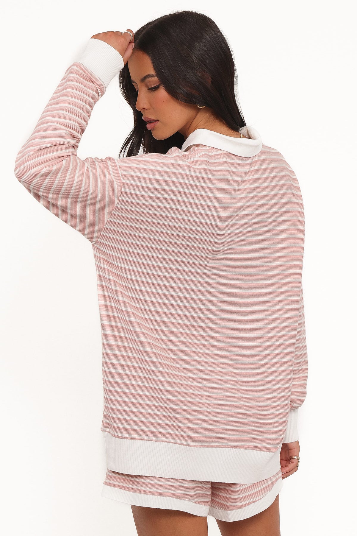 Dealia Knit Short Set in Pink Stripe – view 5 of 7