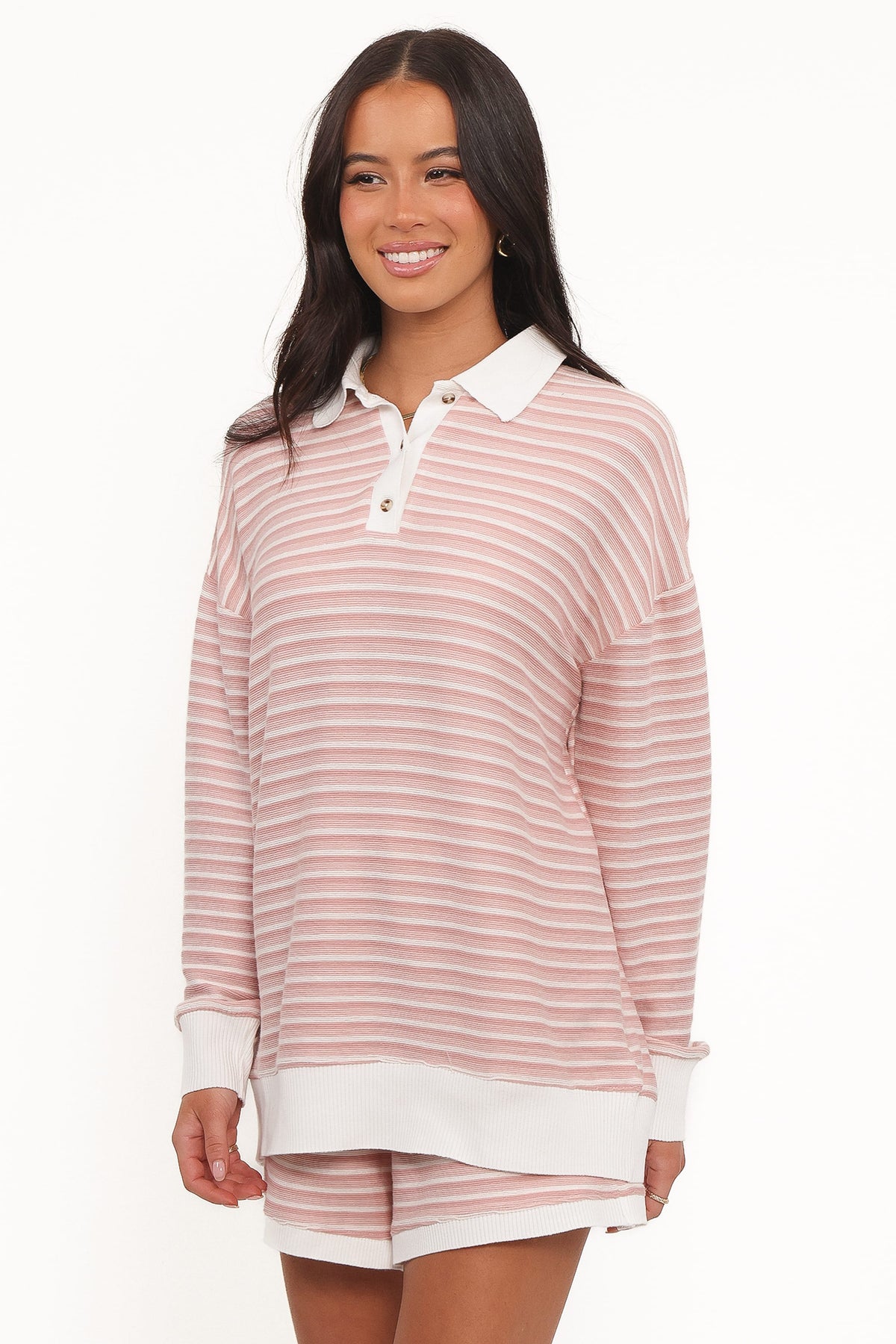 Dealia Knit Short Set in Pink Stripe – view 4 of 7