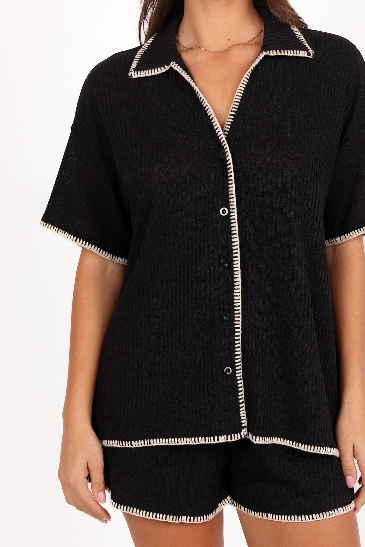 Essen Knit Shirt Set in Black Cream – view 4 of 8