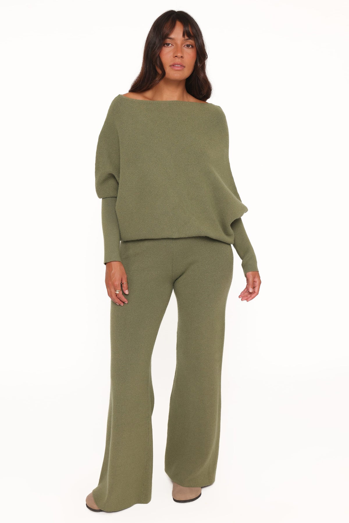 Gennie Knitted Pant Set in Avocado – view 6 of 10