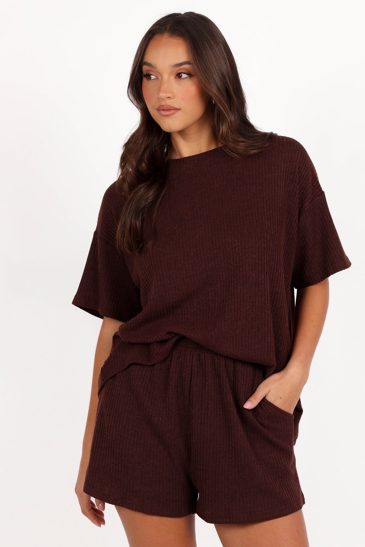 Granger Knit Short Set in Chocolate Brown – view 3 of 10