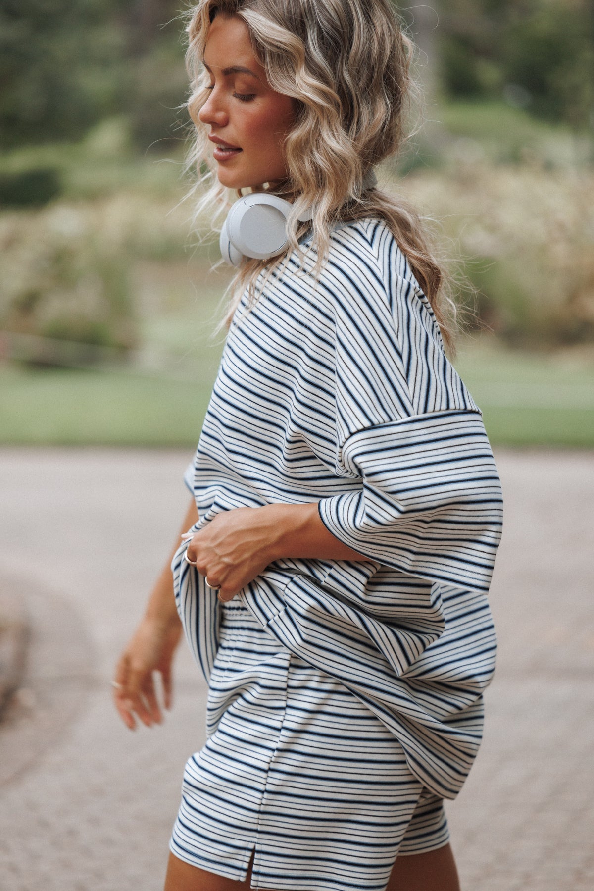 Hellen Stripe Short Set in Blue/Cream Stripe – view 8 of 8