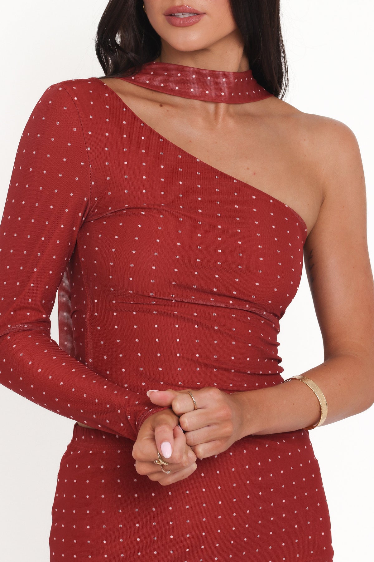 Hollie Mesh Skirt Set in Red Polka Dot – view 6 of 9